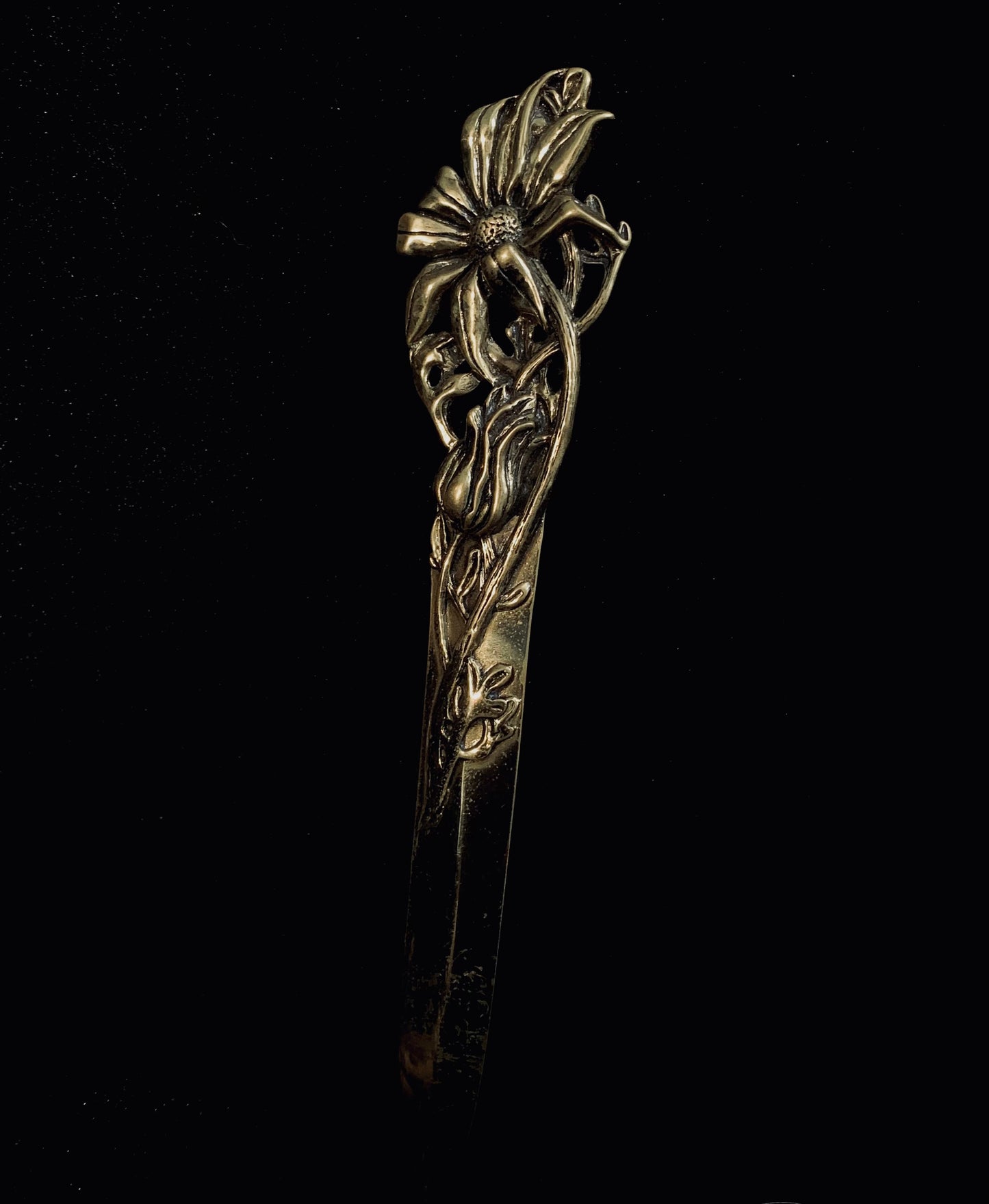 Australian-Made JJK Art Deco Brass Floral Letter Opener – Original Velvet Case