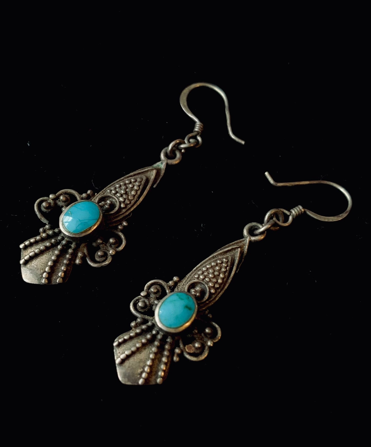 Vintage Sterling Silver & Turquoise Dangle Earrings