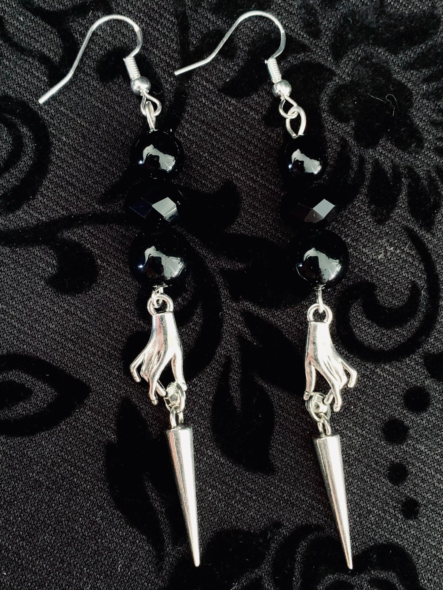 Spiked black & silver earrings