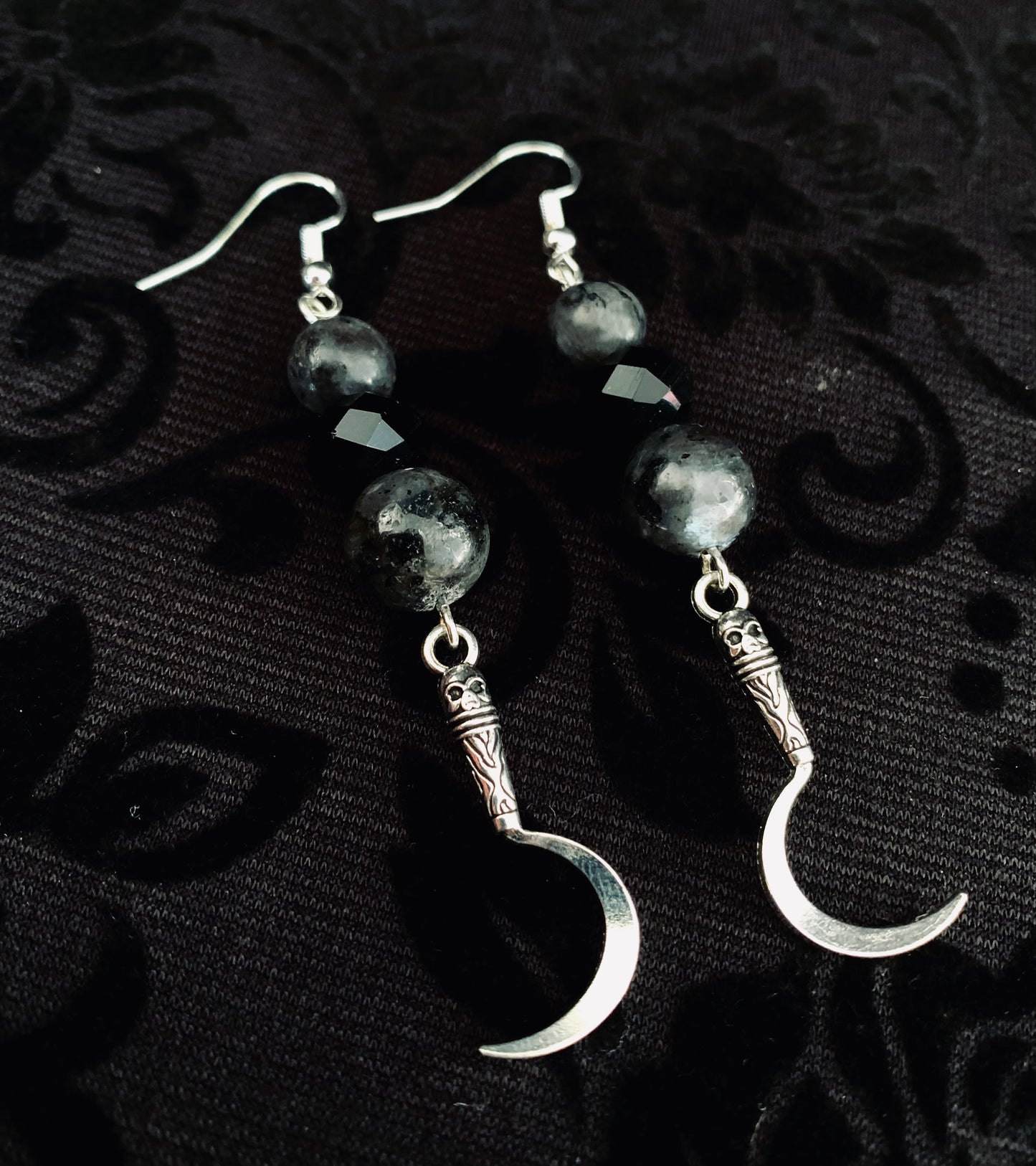 Sickle Larvikite earrings