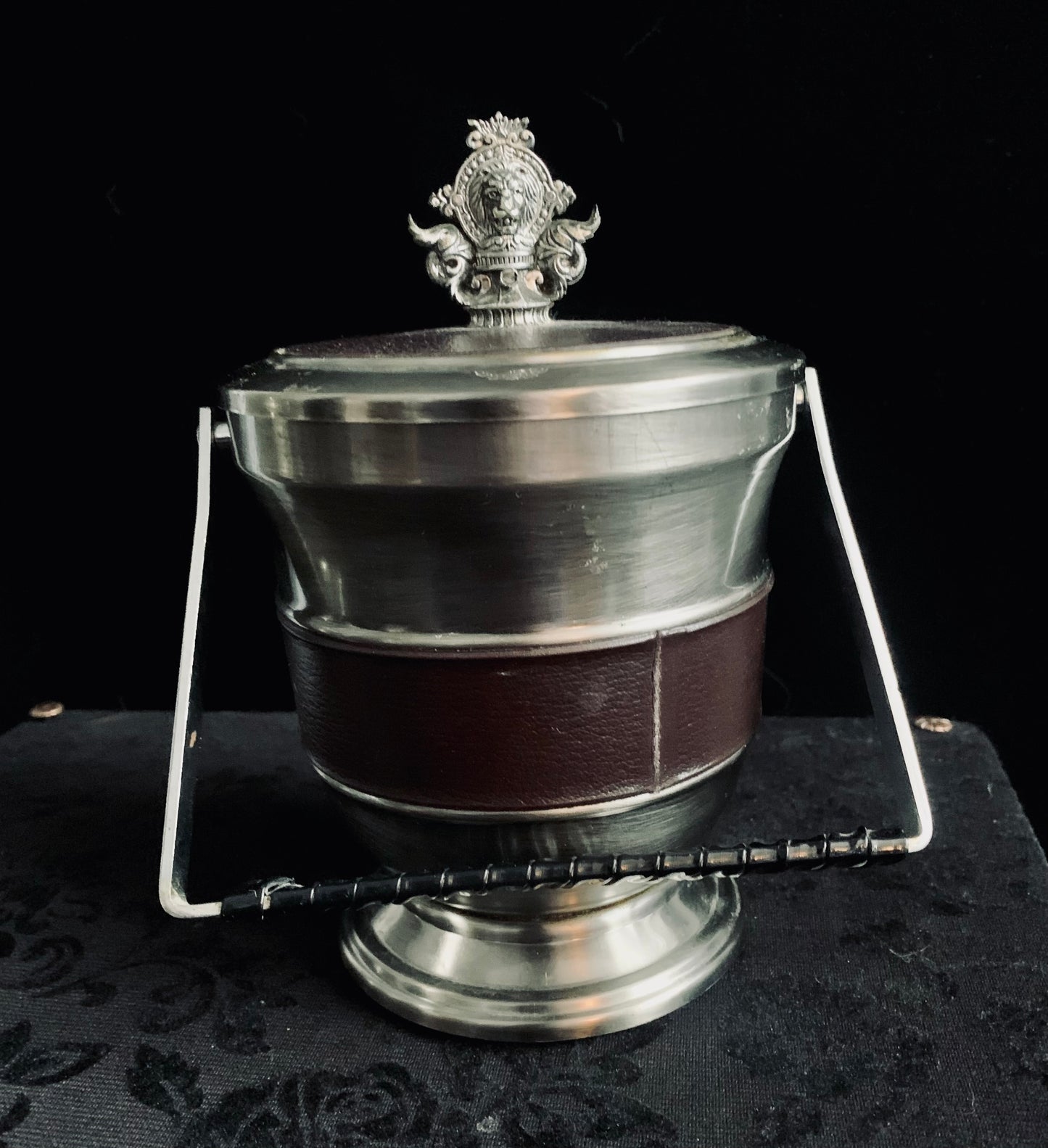 Vintage Pewter & Leather Ice Bucket – Classic Barware