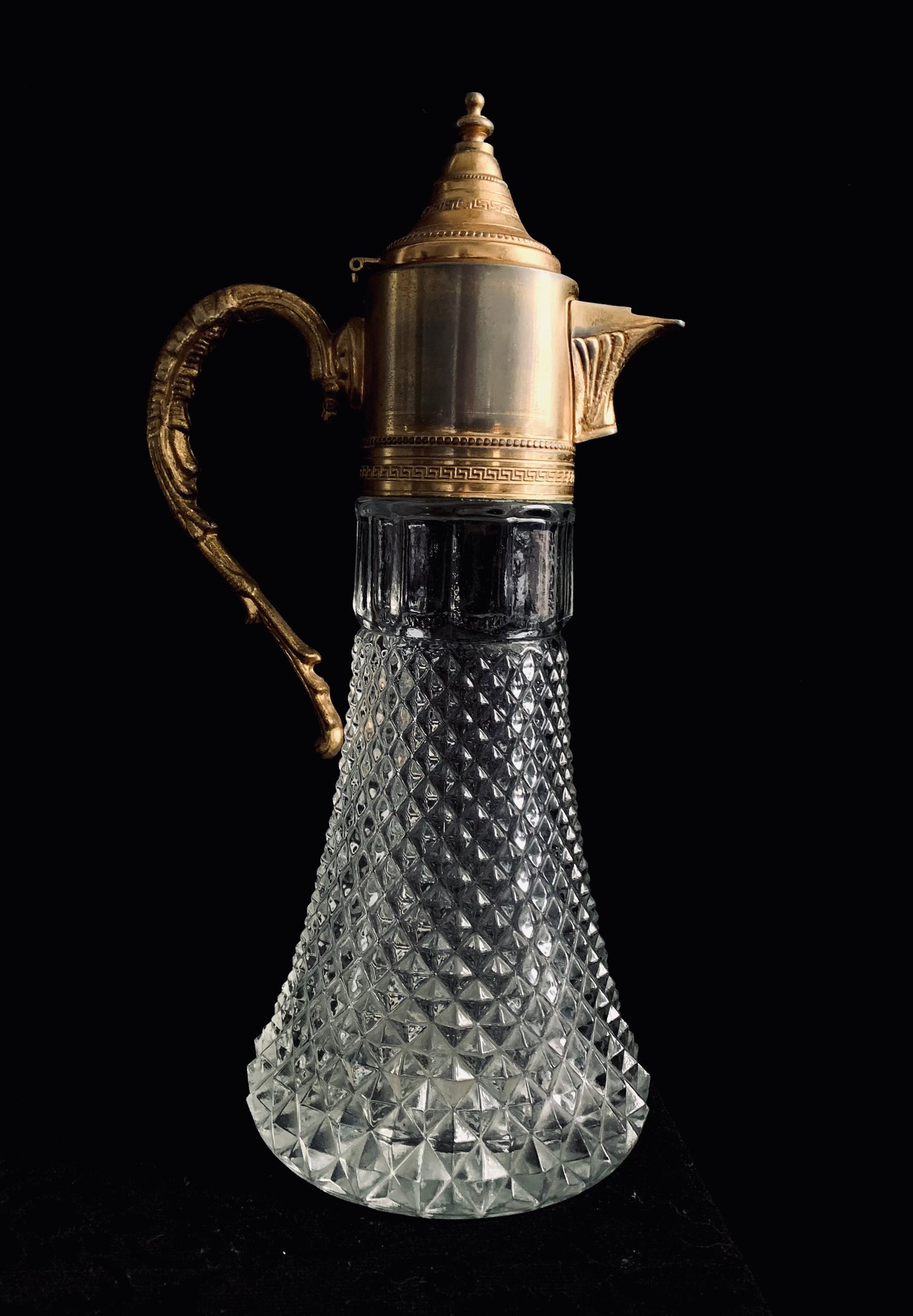 Antique Crystal & Gold-Plated Wine Carafe