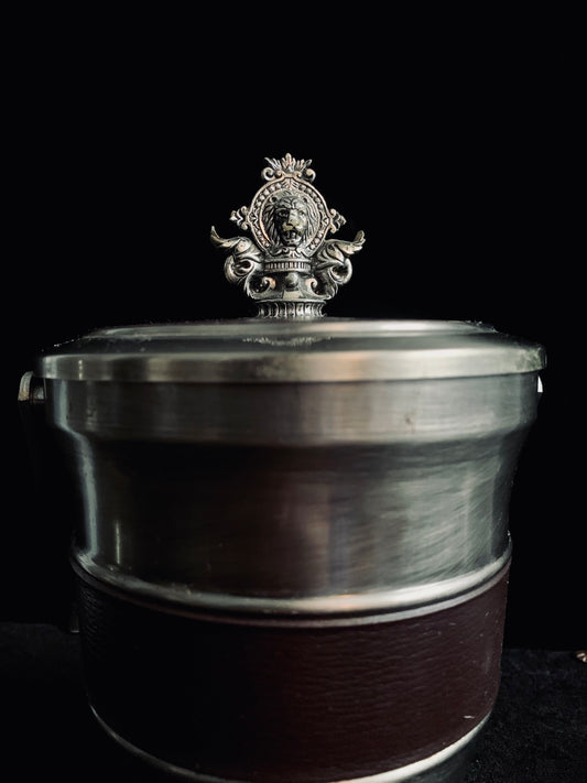 Vintage Pewter & Leather Ice Bucket – Classic Barware