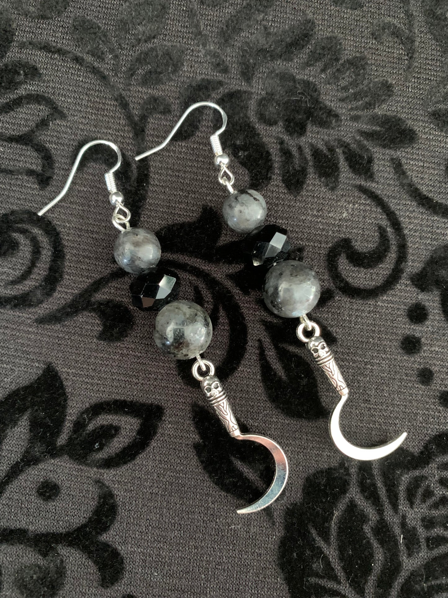 Sickle Larvikite earrings