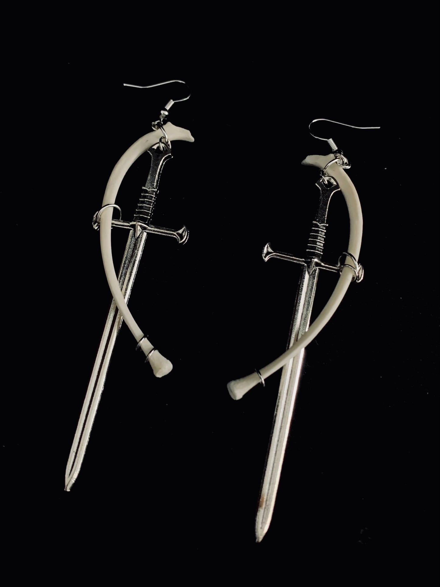 Sword & Cat rib earrings