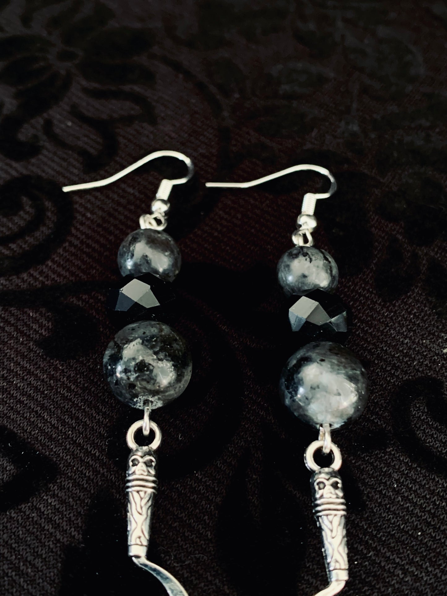 Sickle Larvikite earrings
