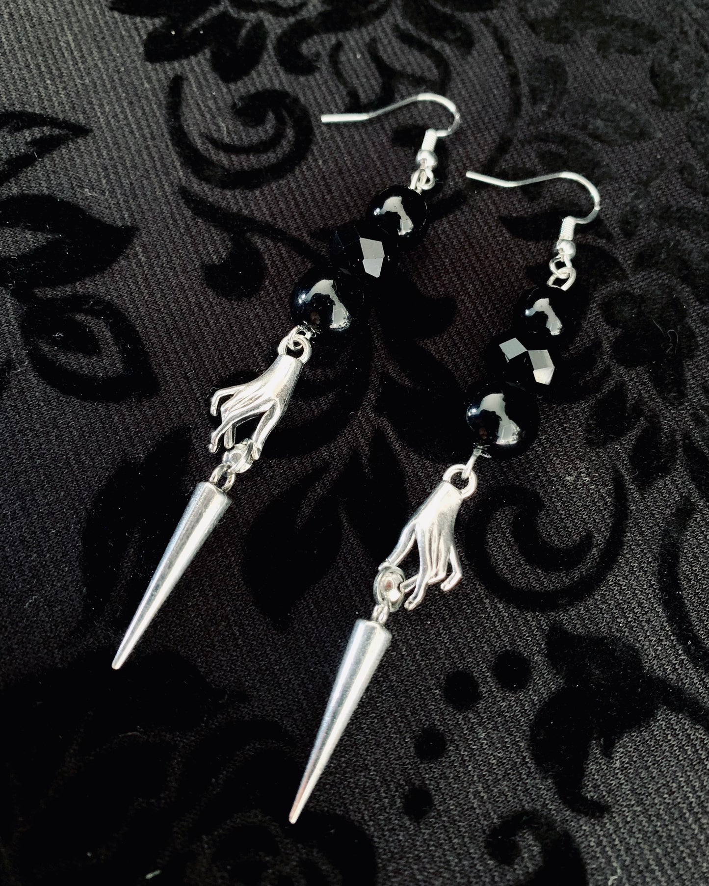 Spiked black & silver earrings