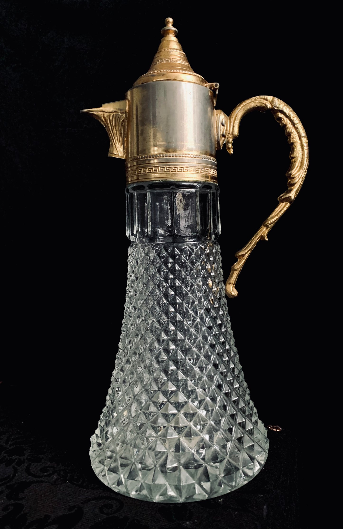 Antique Crystal & Gold-Plated Wine Carafe