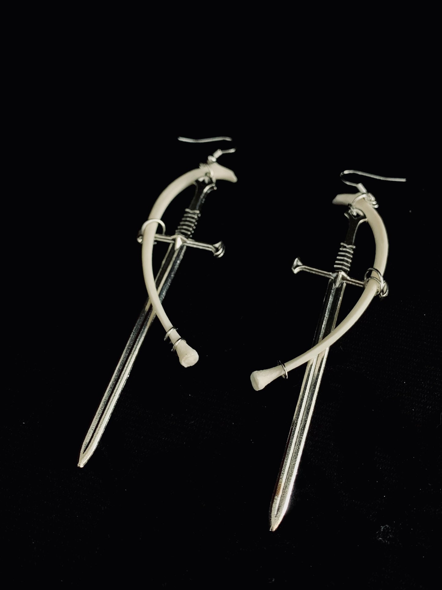 Sword & Cat rib earrings