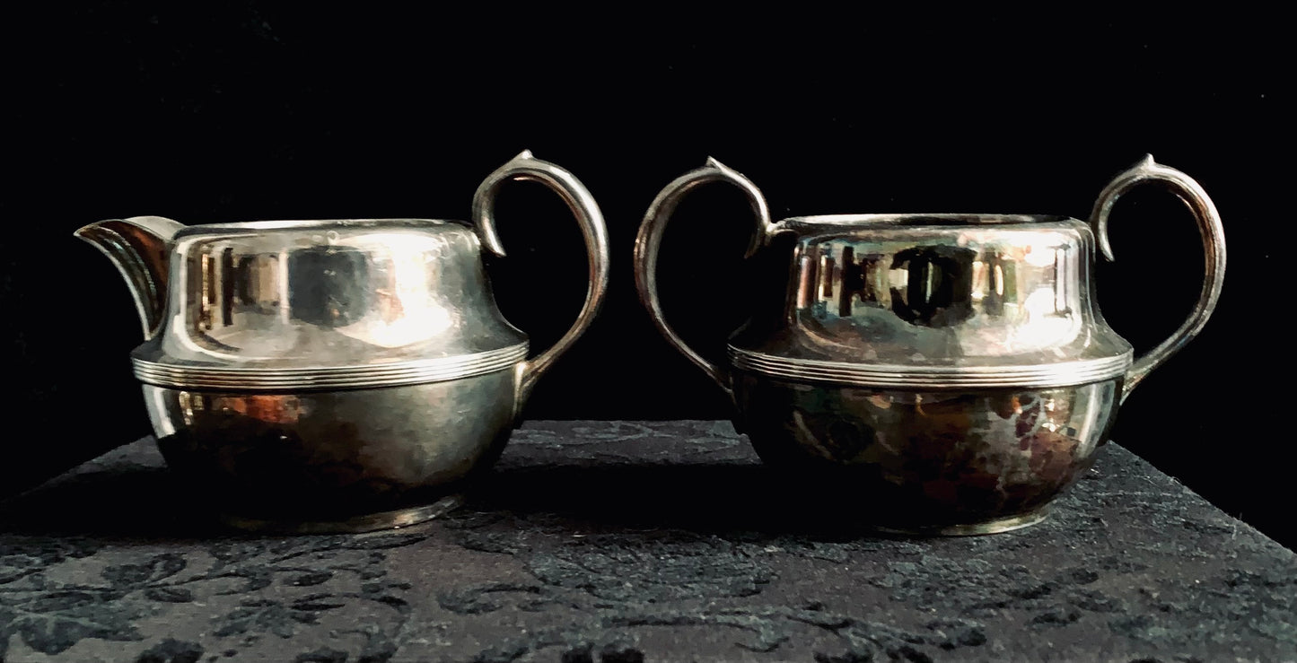 Art Deco, silver plate, sugar & creamer set.