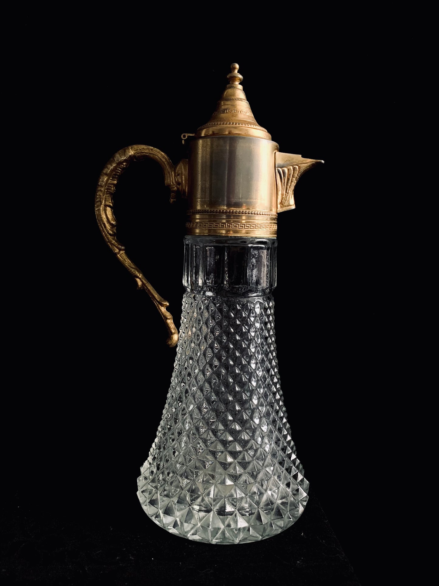 Antique Crystal & Gold-Plated Wine Carafe