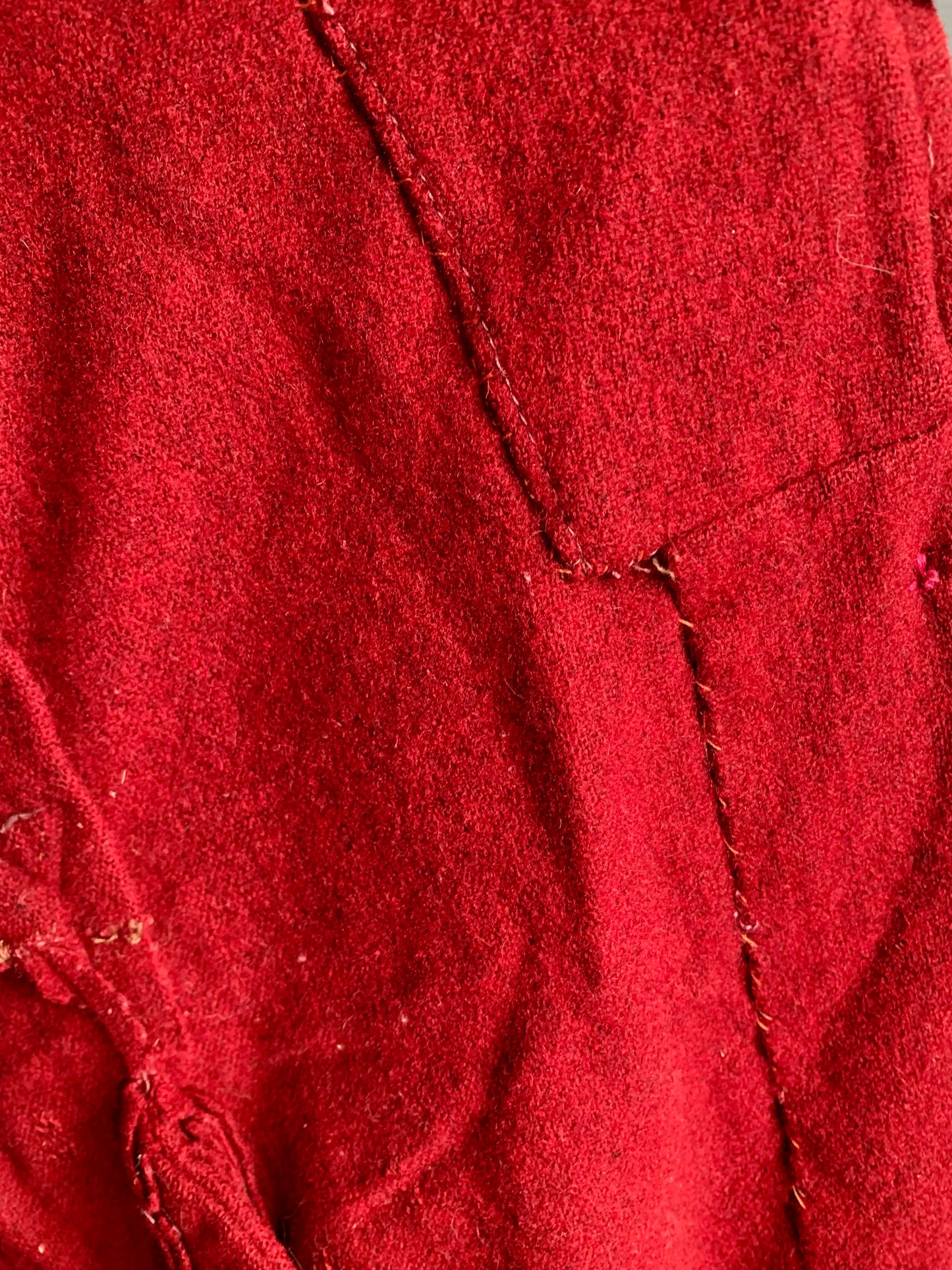 Rare Antique Handmade Wool Dress Coat – Deep Crimson – 1930s/1940s Vintage