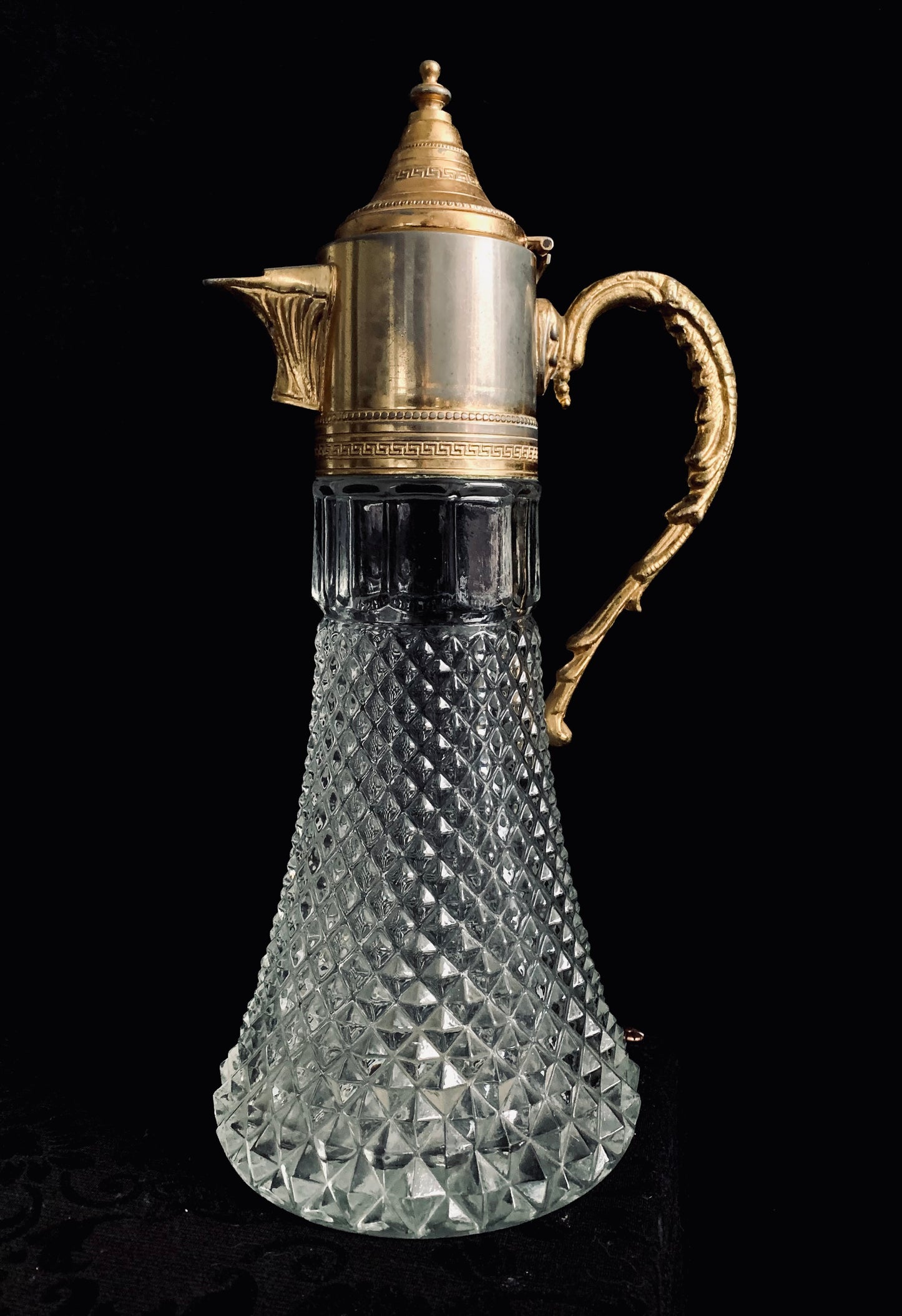 Antique Crystal & Gold-Plated Wine Carafe