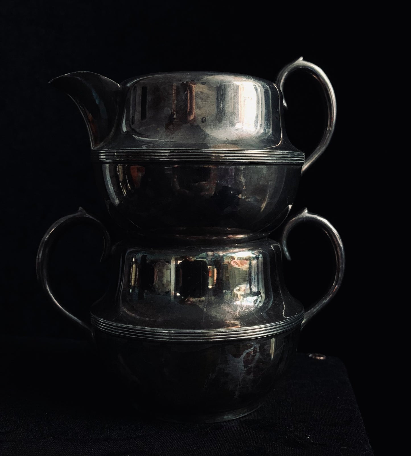 Art Deco, silver plate, sugar & creamer set.