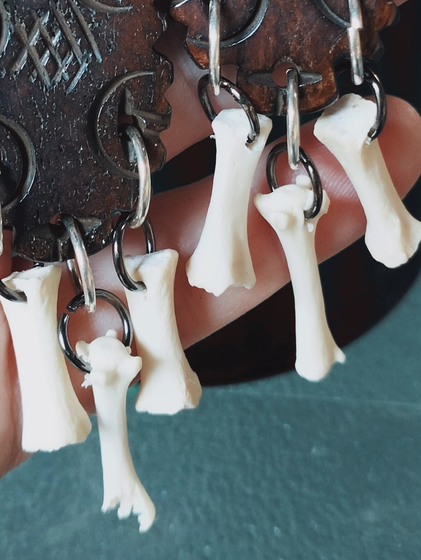 Fox Bone & Buffalo Horn Hand Carved Earrings