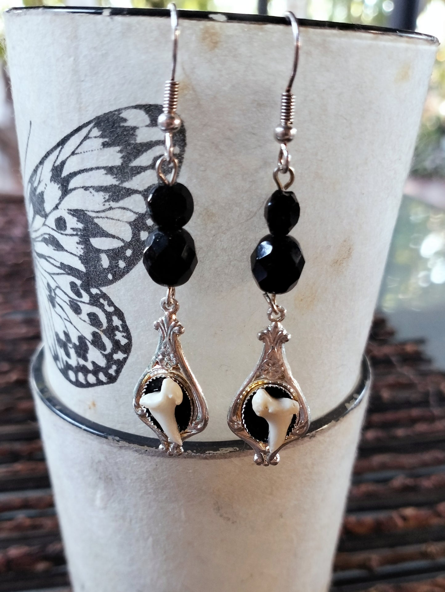 Fox Claw Silver & Onyx Earrings