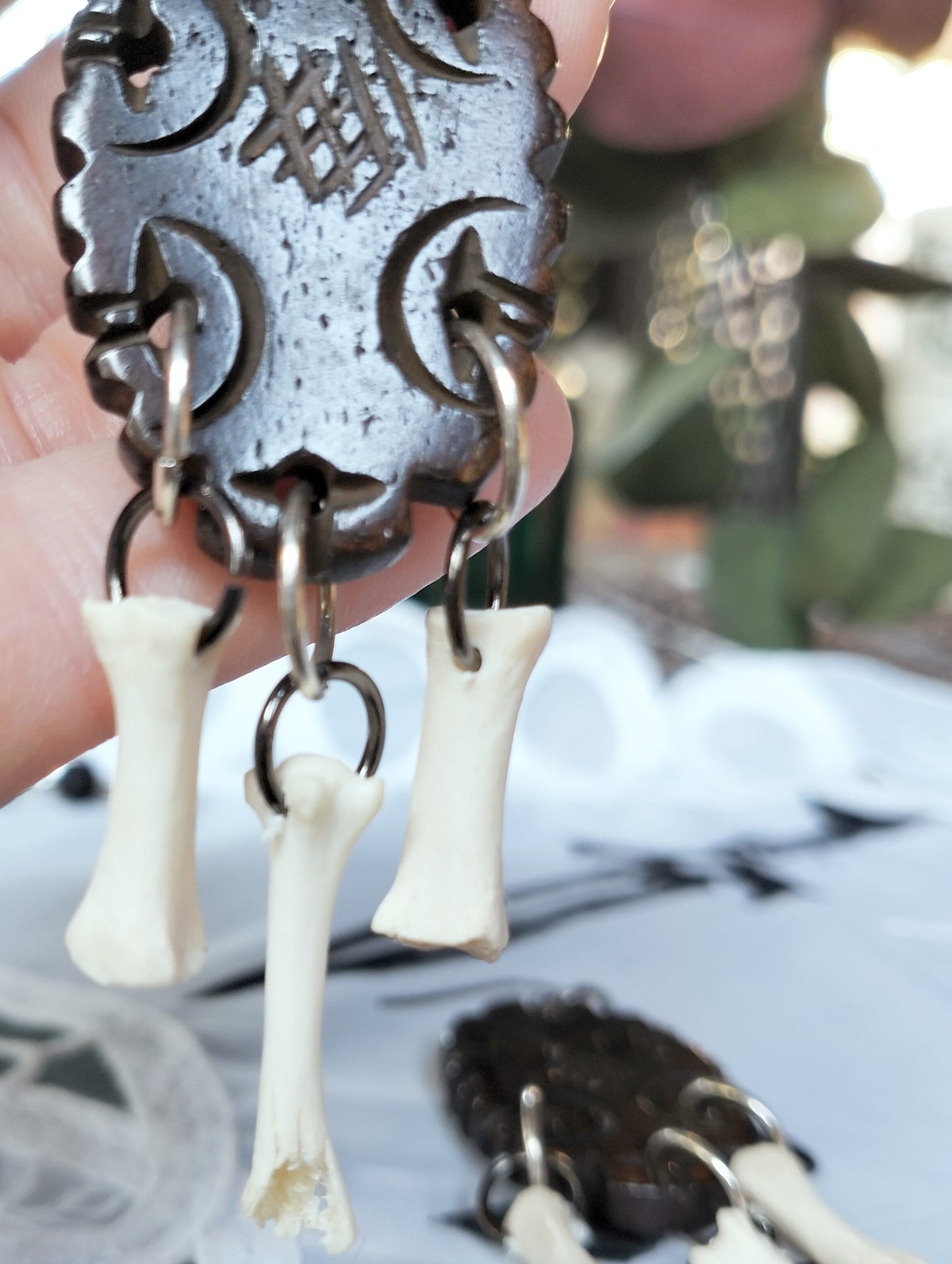 Fox Bone & Buffalo Horn Hand Carved Earrings