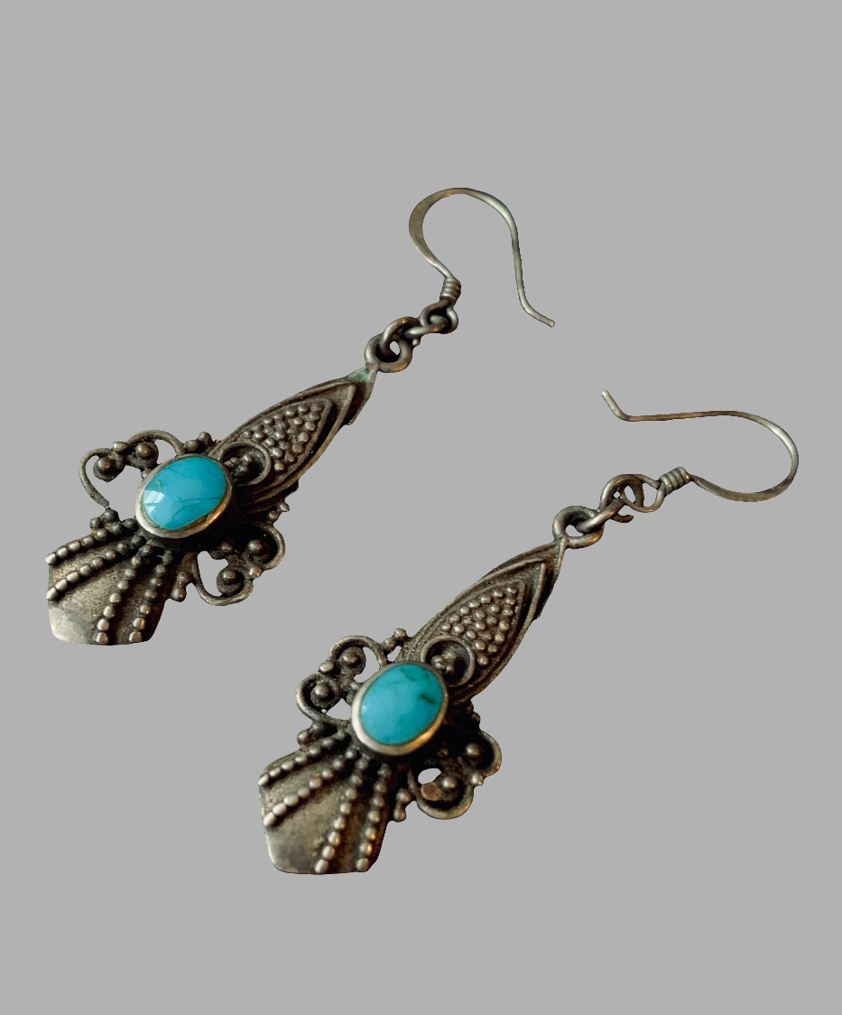 Vintage Sterling Silver & Turquoise Dangle Earrings