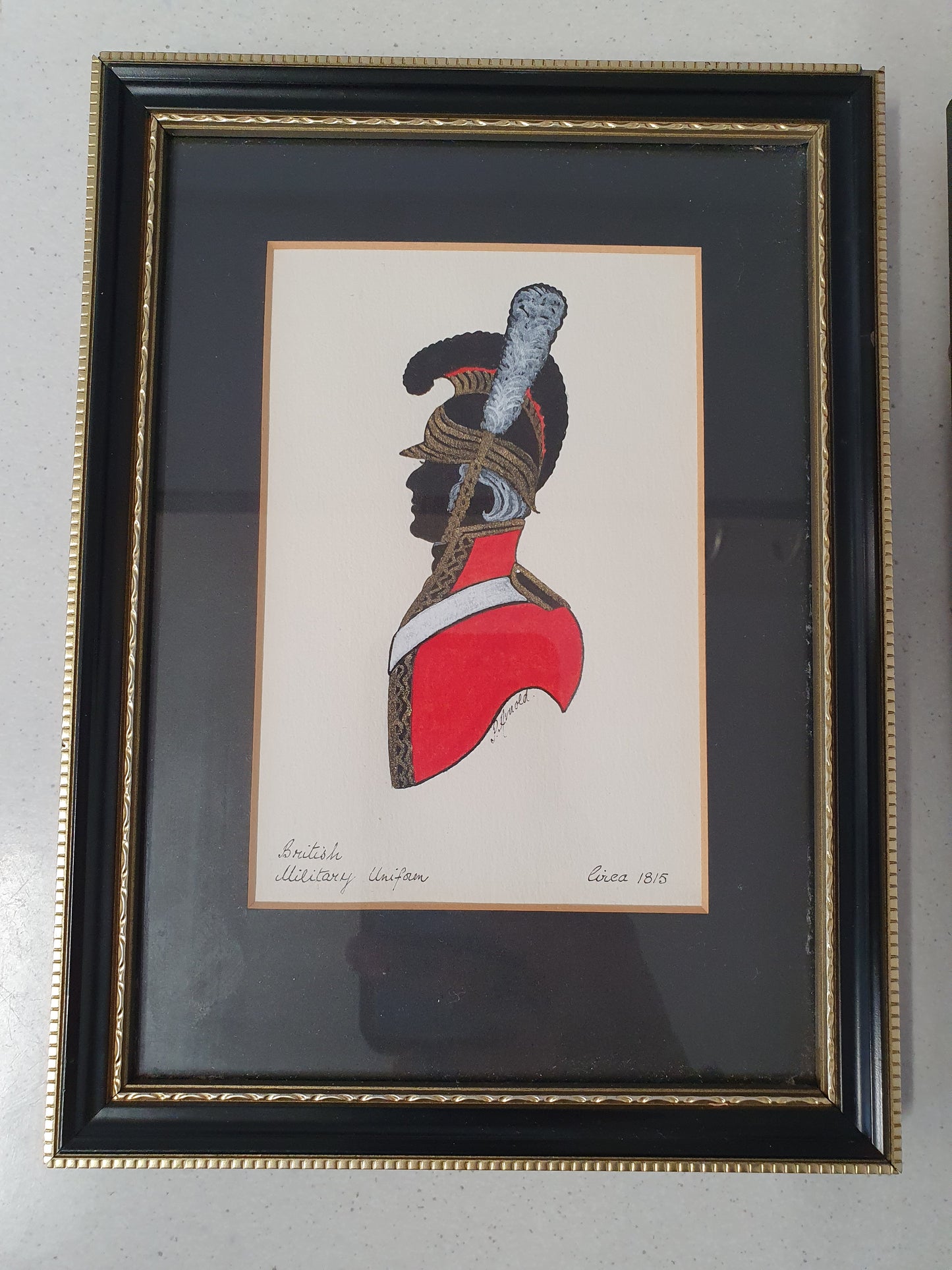 Pair of Original Hand-Painted Silhouettes – British Military & Naval Uniforms c.1815-1863 by Phyllis Arnold