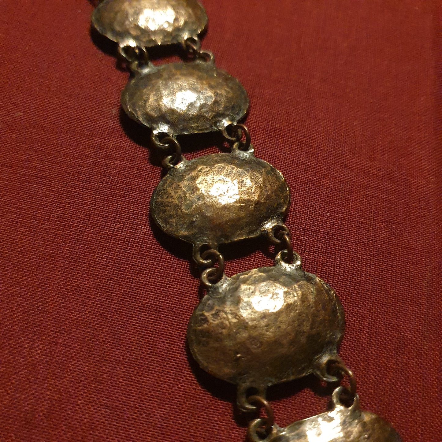 Vintage Hammered Copper Shield Bracelet