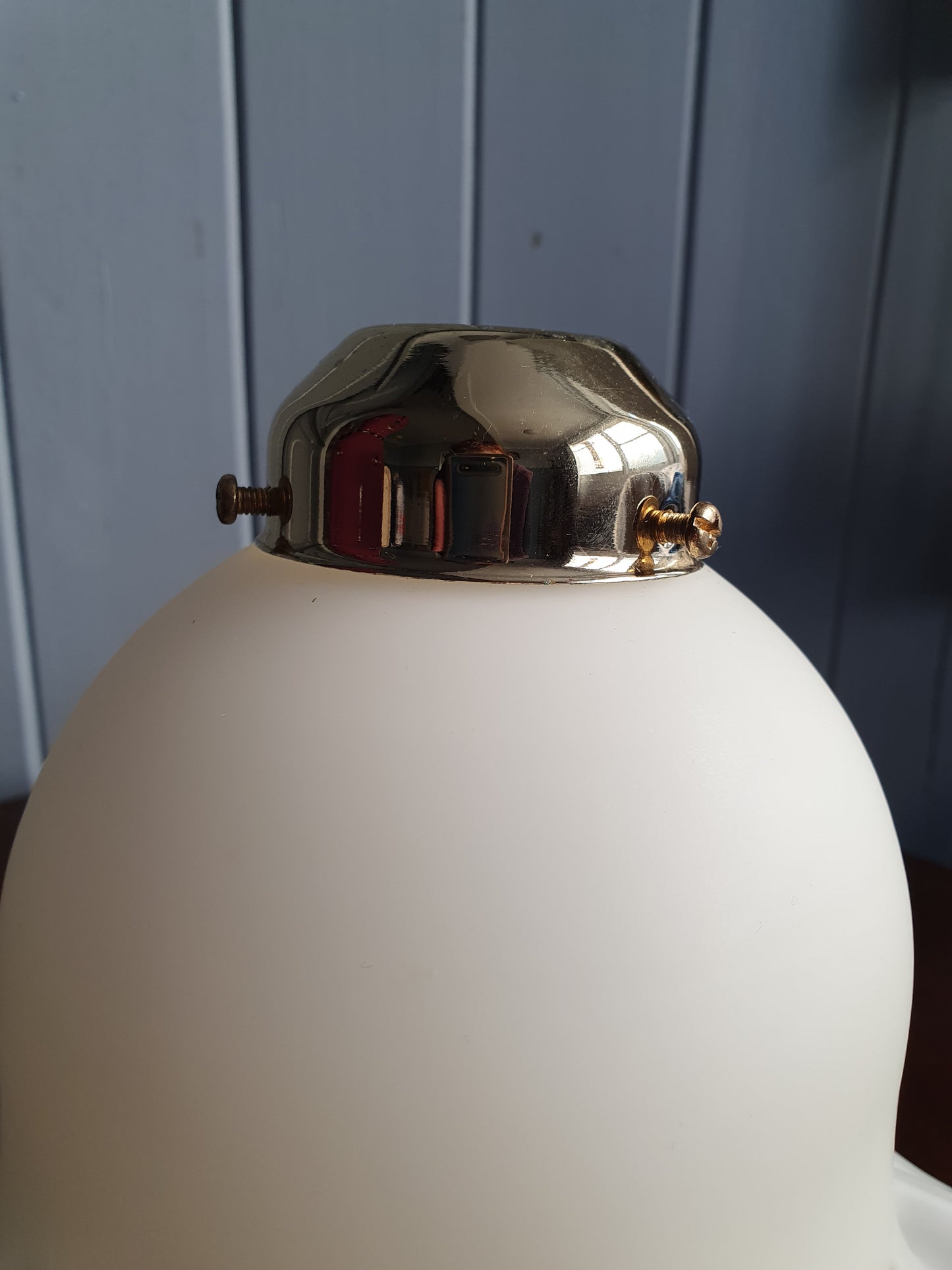 Vintage Ruffled Glass Lamp Shade Pair – 1980s Matte White with Brass Fittings