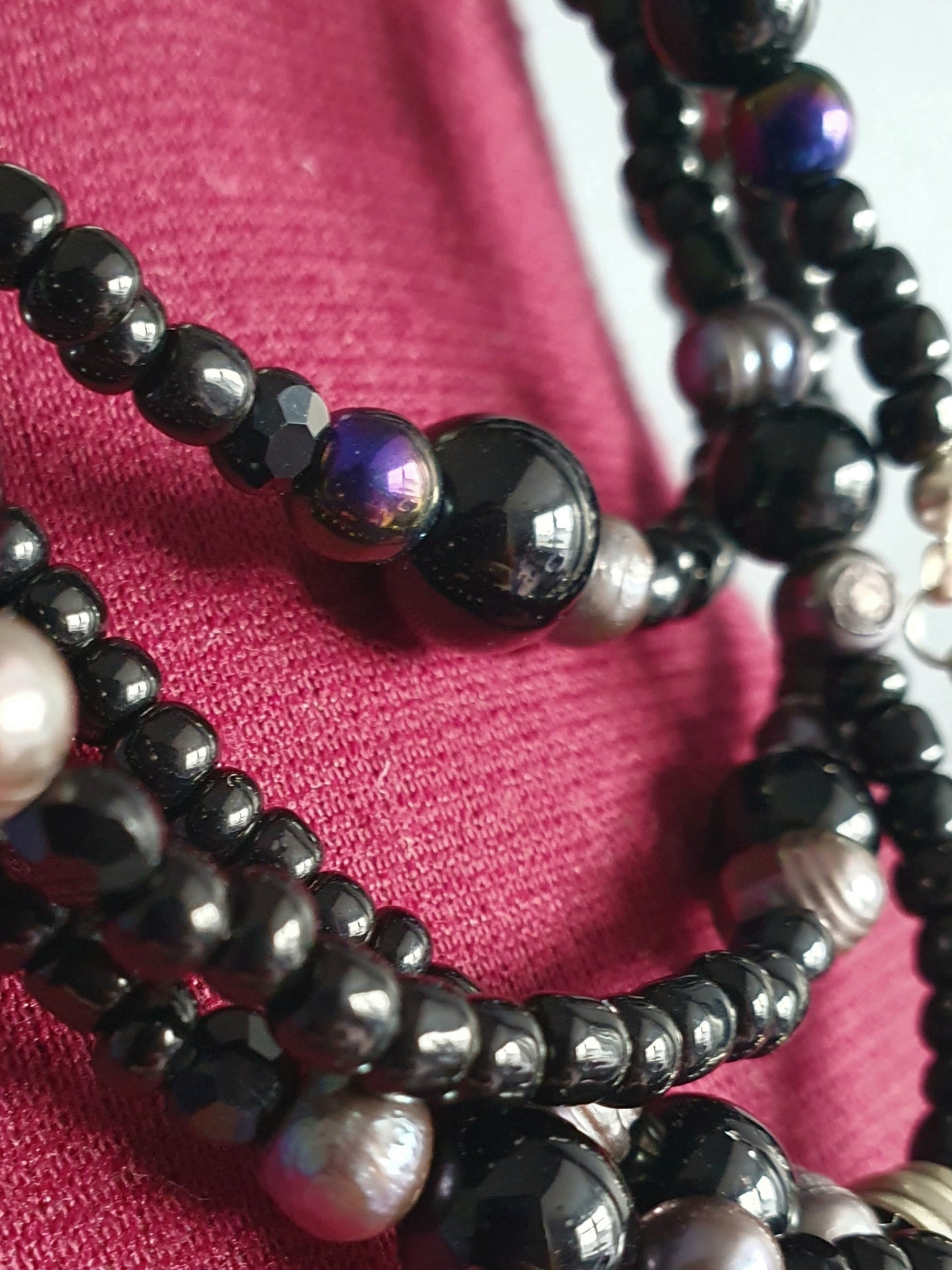 Sterling silver Amethyst cluster with freshwater purple pearls