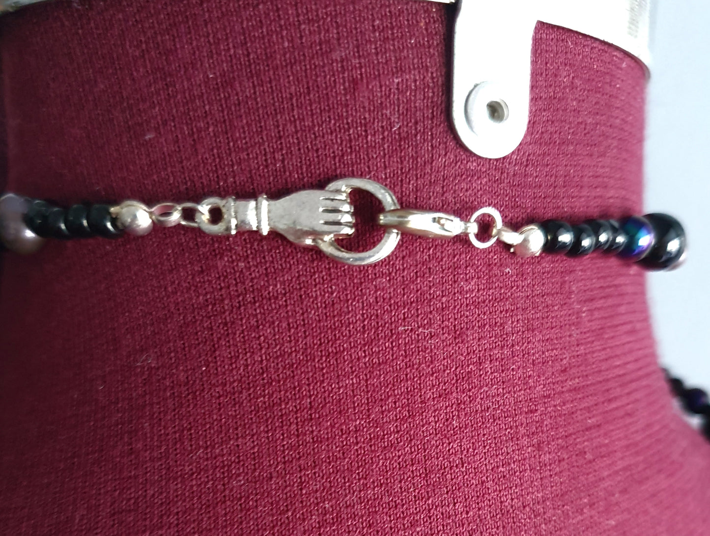 Sterling silver Amethyst cluster with freshwater purple pearls