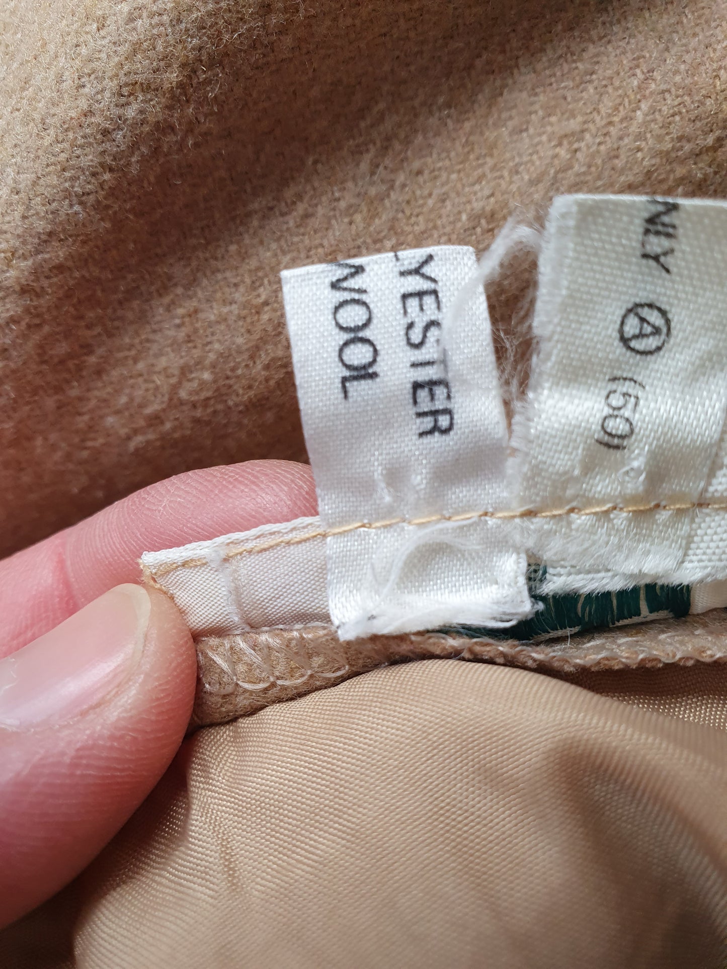 Vintage 80s Lenco Wool Blend Midi Skirt – Camel Button Front (AU 16)