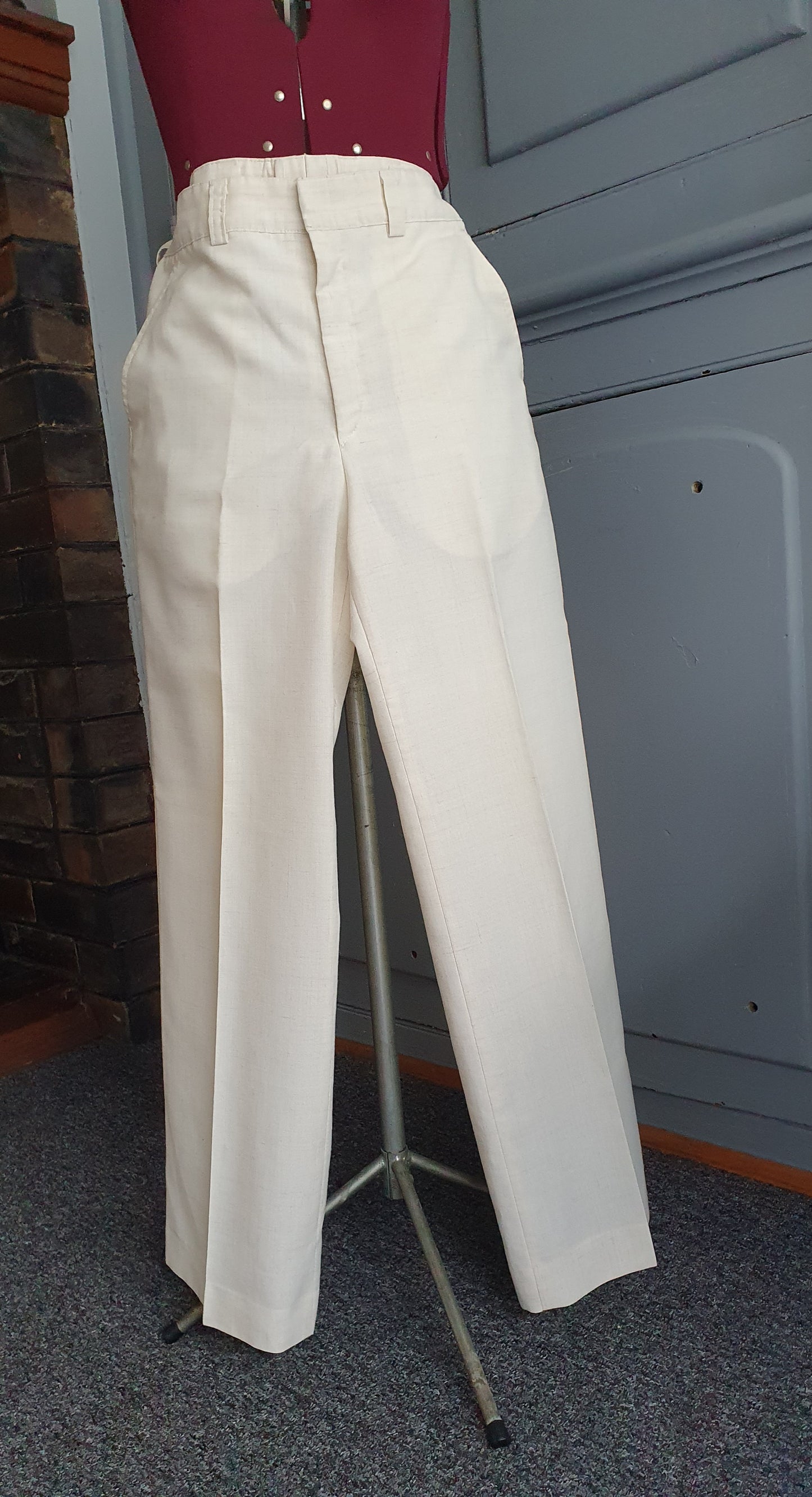 Vintage Fletcher Jones High-Waisted Cream Trousers (AU 10–12),