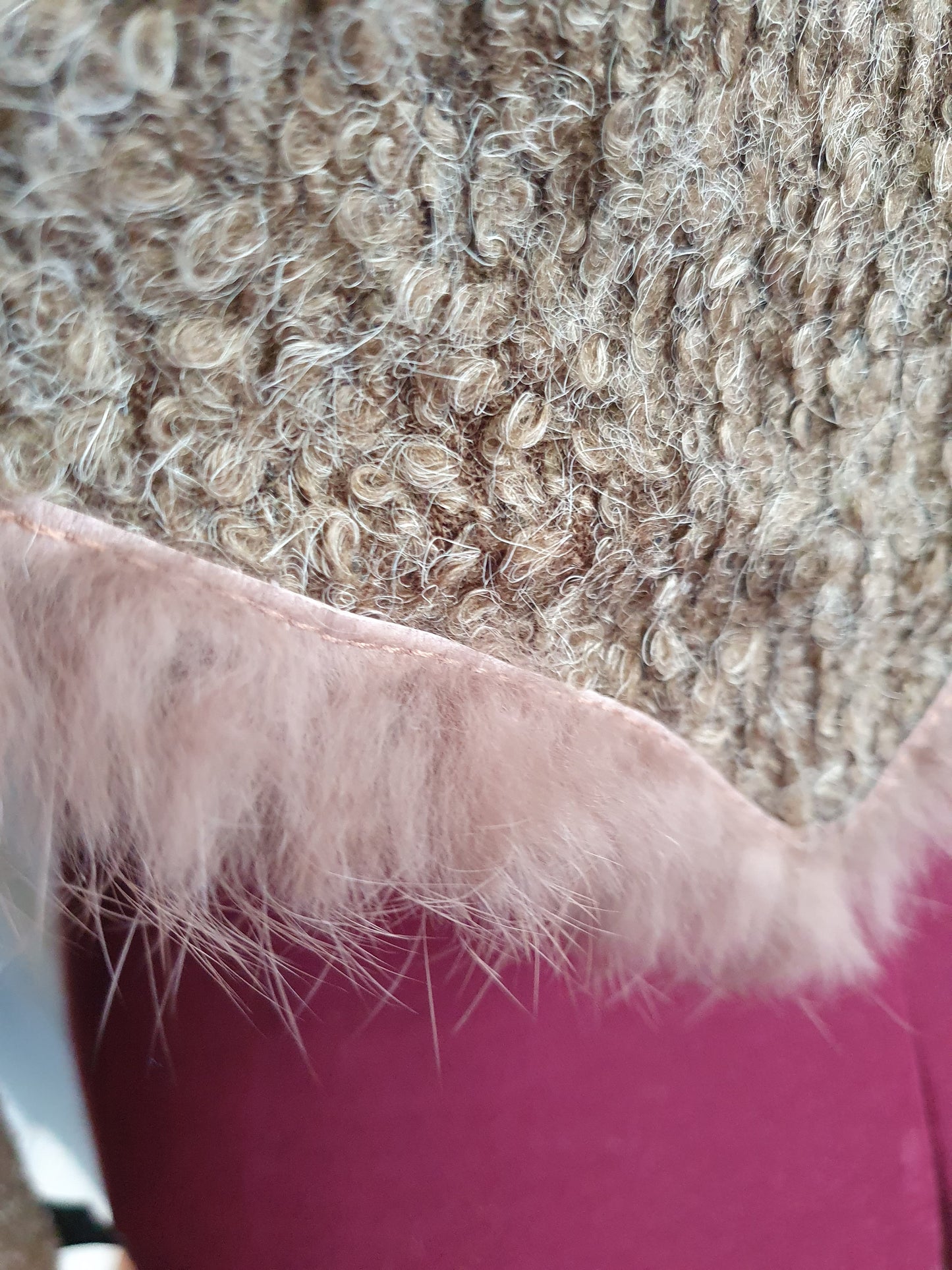 Bohemian Textured Shawl with Rabbit Fur & Crochet Accent