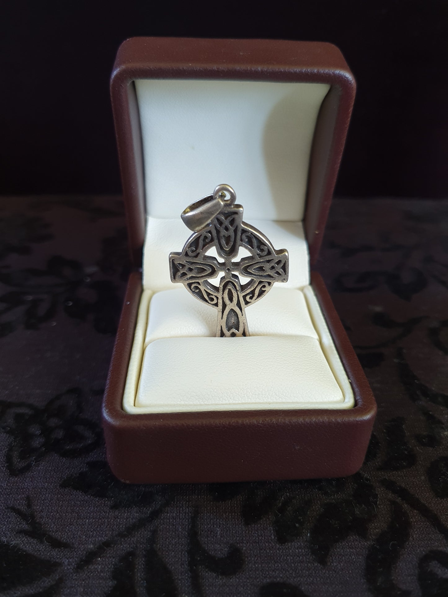 Vintage Sterling Silver Celtic Cross Pendant – Heavy, Detailed Knotwork – Stamped