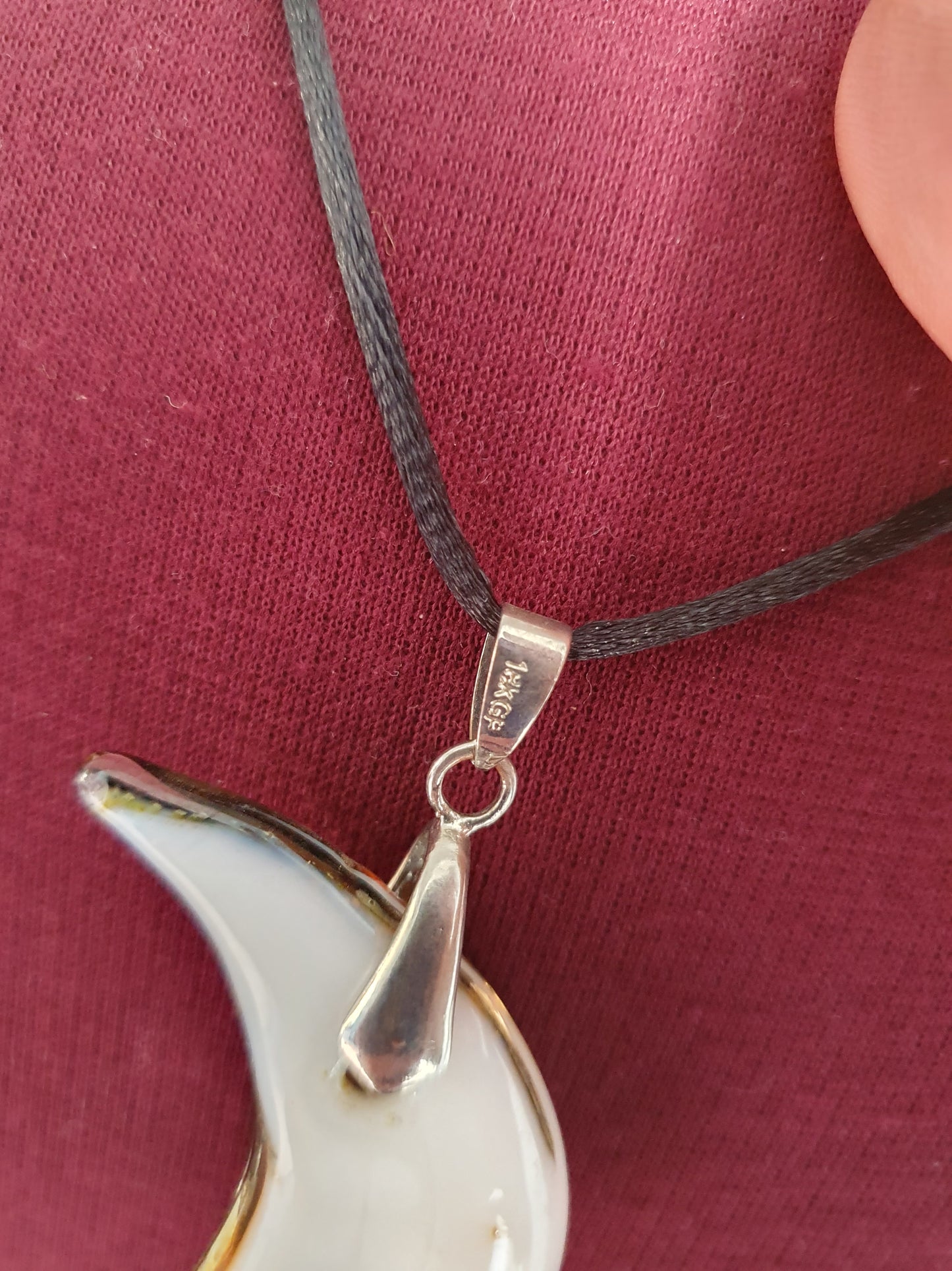 Murano-Style Crescent Moon Necklace with Sterling Silver – Made in Italy