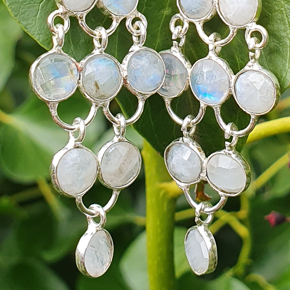 Sterling Silver Moonstone Chandelier Earrings