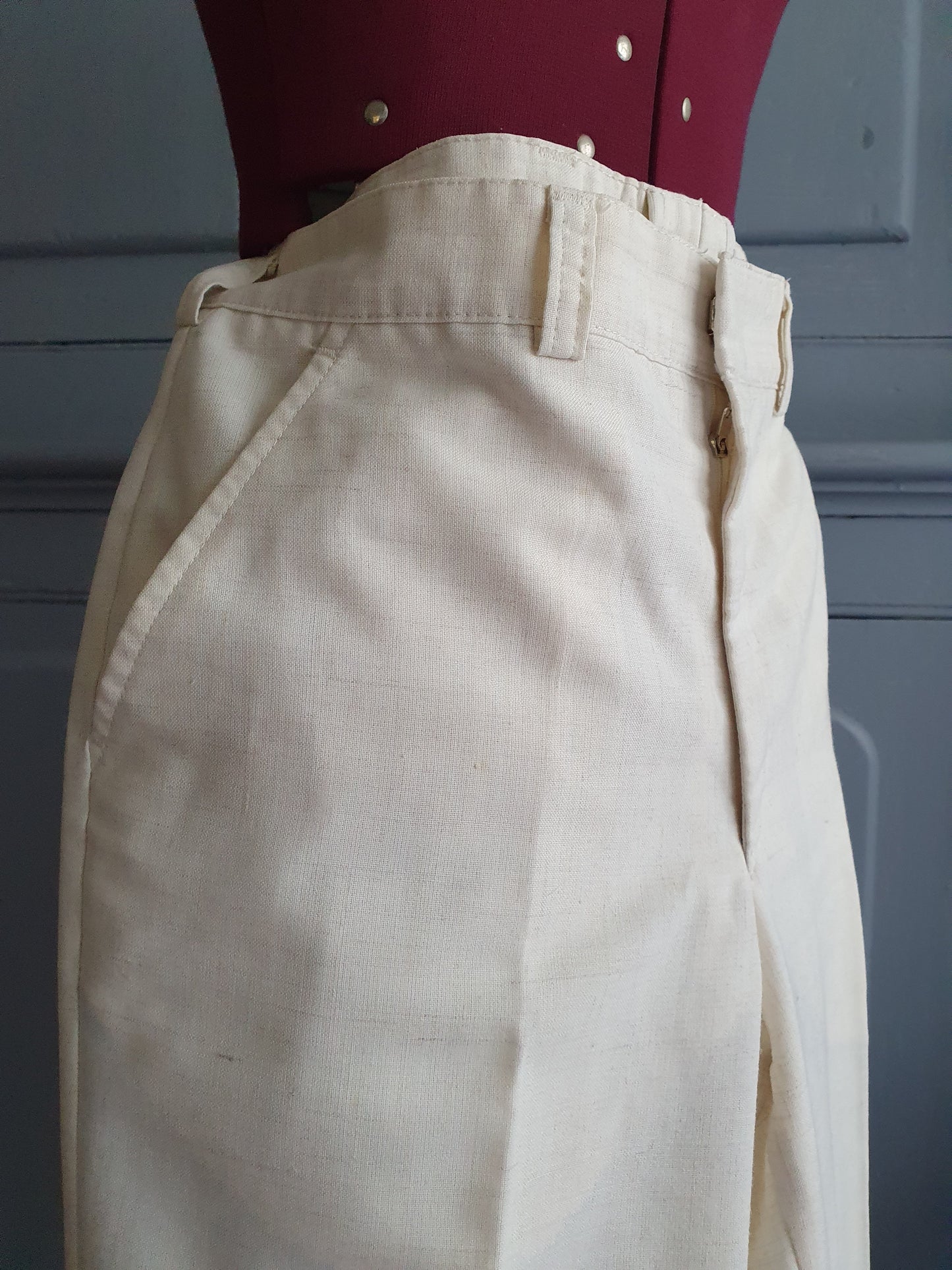 Vintage Fletcher Jones High-Waisted Cream Trousers (AU 10–12),