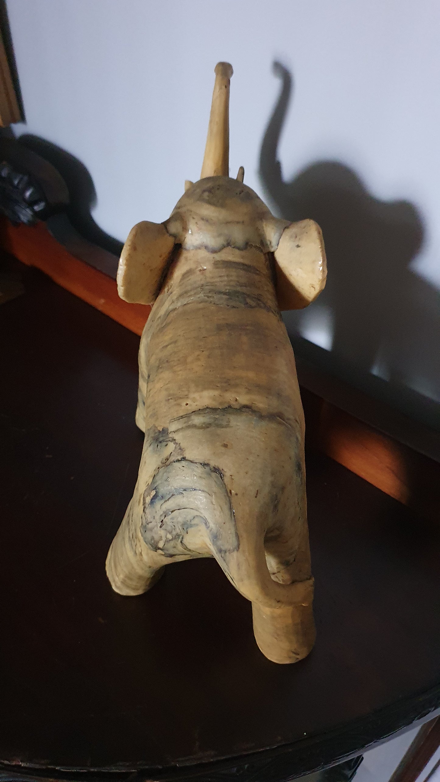 Vintage Mid-Century Crushed Shell Elephant Sculpture