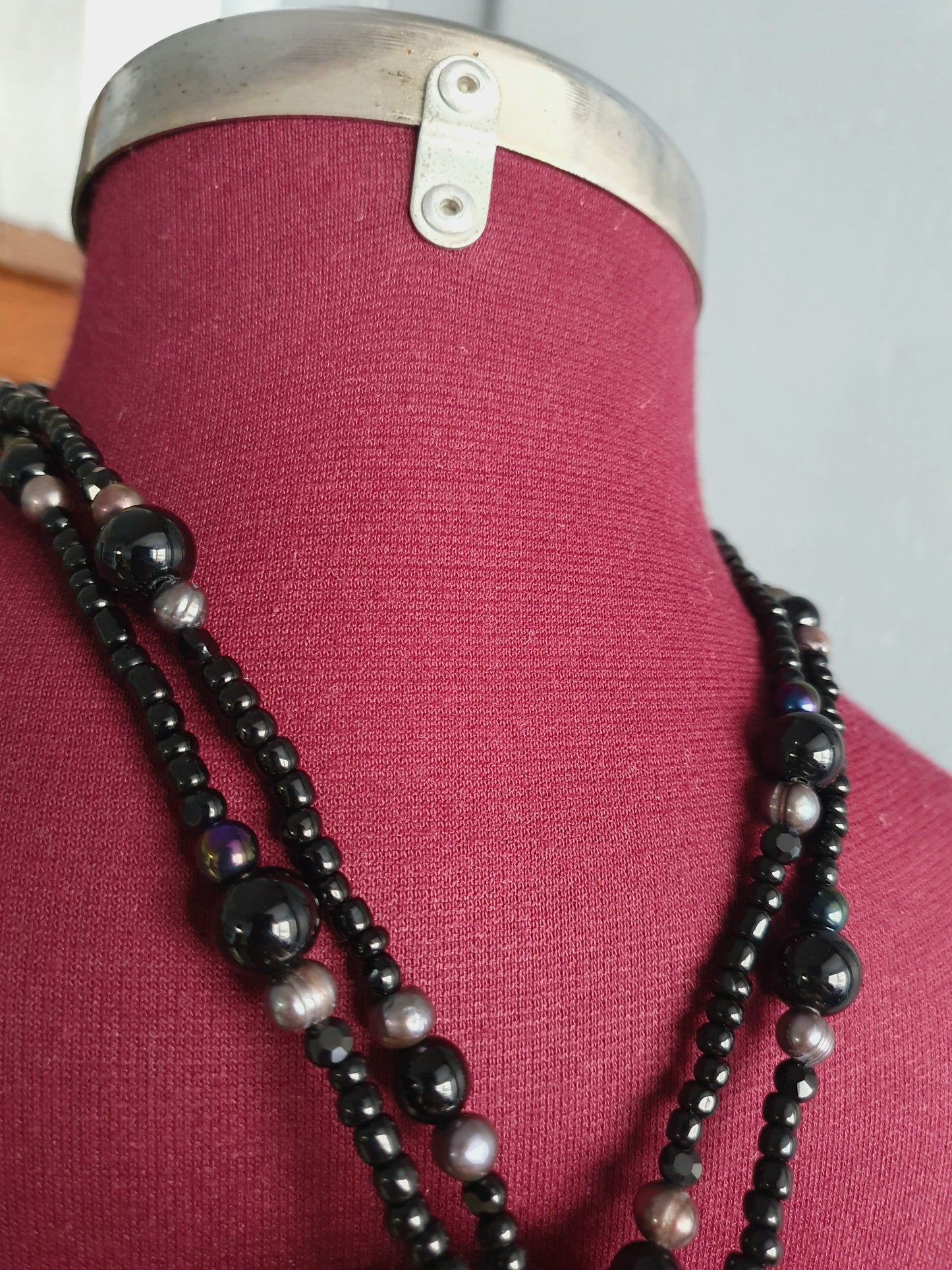Sterling silver Amethyst cluster with freshwater purple pearls