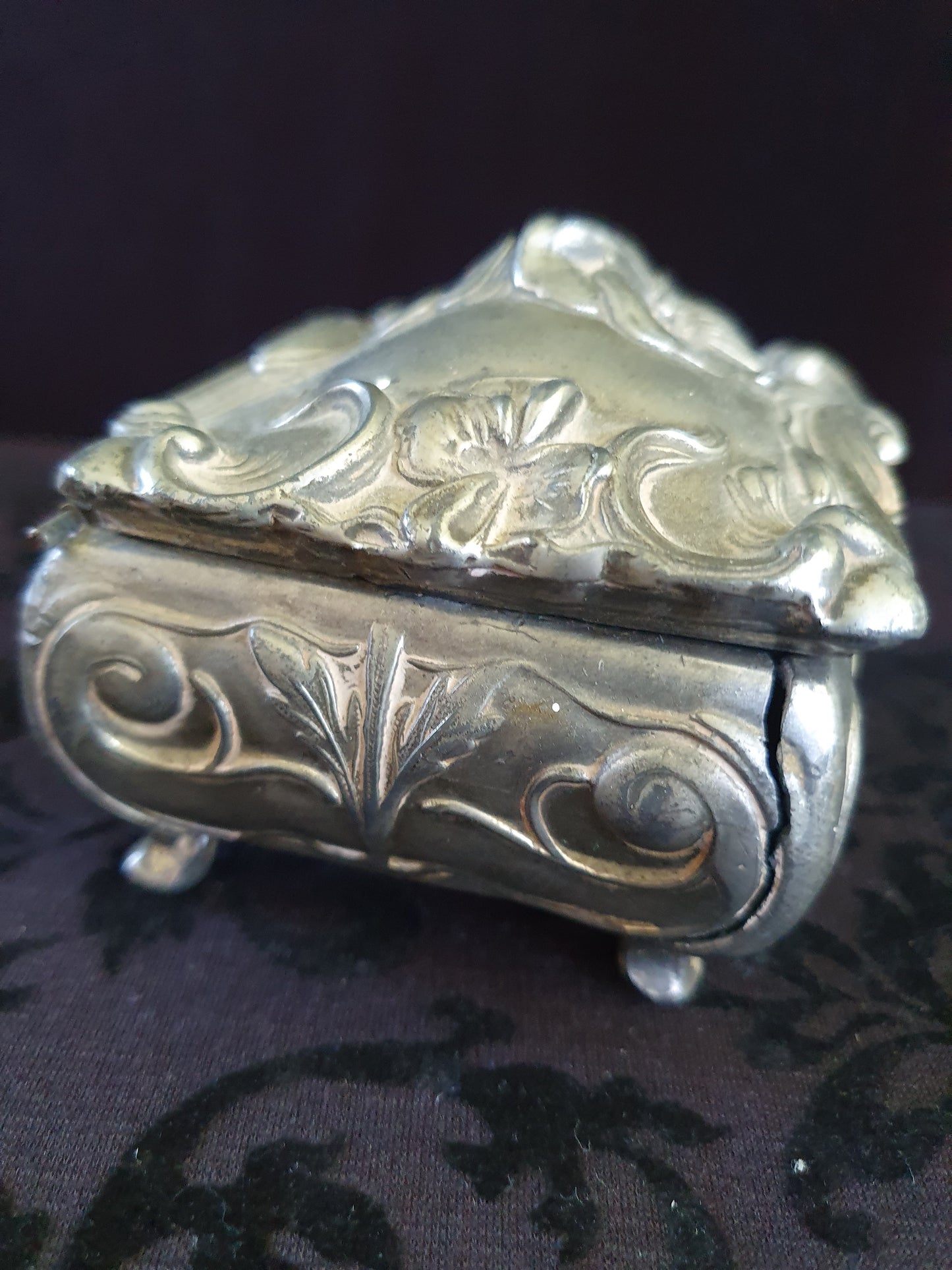 Antique Art Nouveau Jennings Bros Silver Tone Jewelry Casket – JB 207 (c.1900–1920)