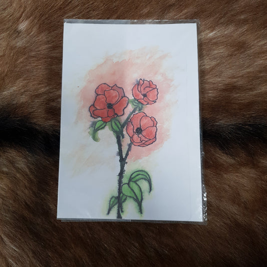 A5 Poppys water colour by Skoll