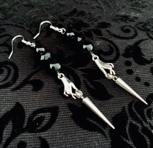 Spiked black & silver earrings