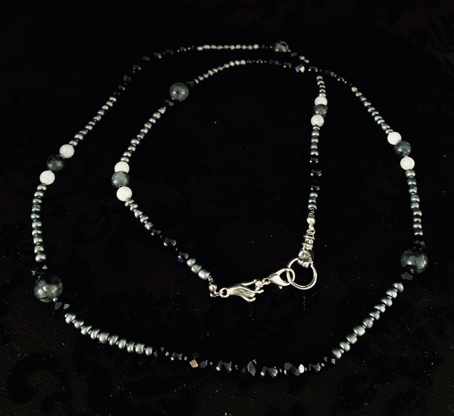 ‘Night muse’ Moonstone & Larvikite Necklace