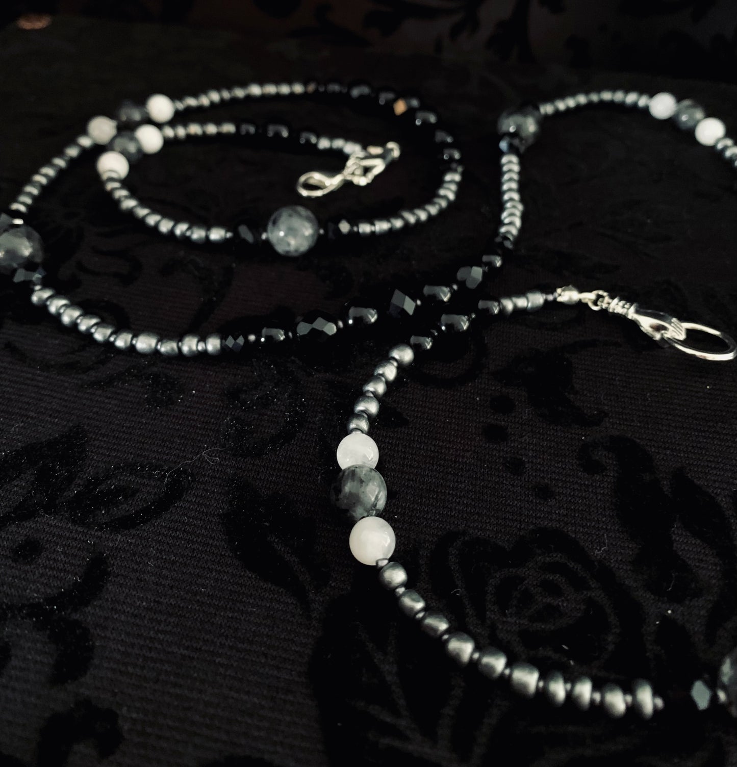 ‘Night muse’ Moonstone & Larvikite Necklace