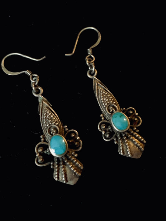Vintage Sterling Silver & Turquoise Dangle Earrings
