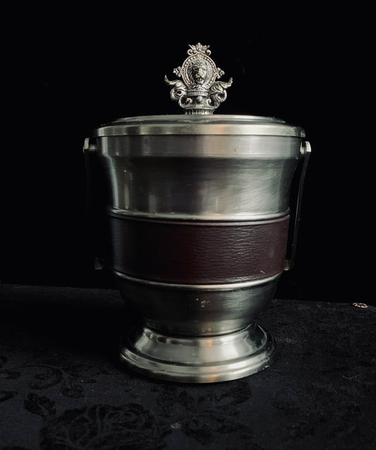 Vintage Pewter & Leather Ice Bucket – Classic Barware