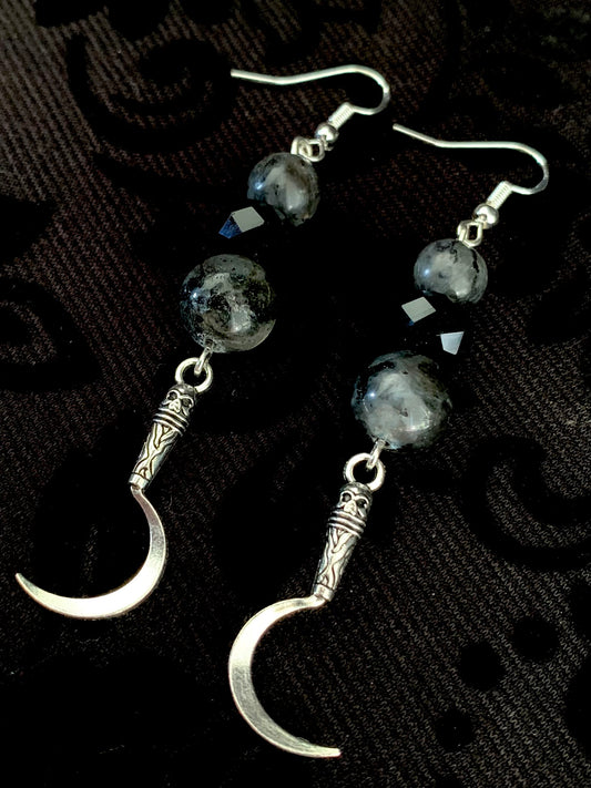 Sickle Larvikite earrings