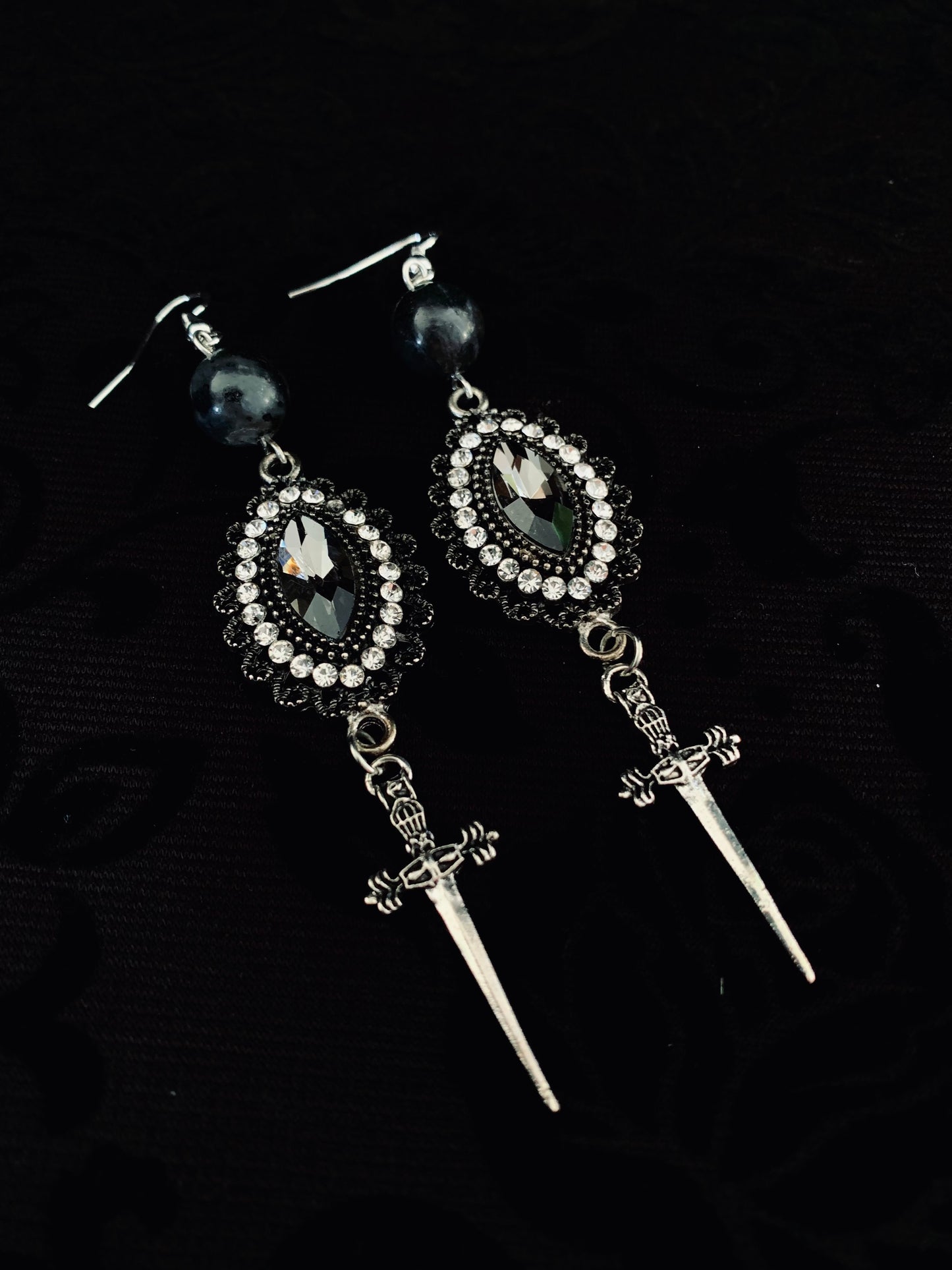 Dark Queen Larvikite earrings