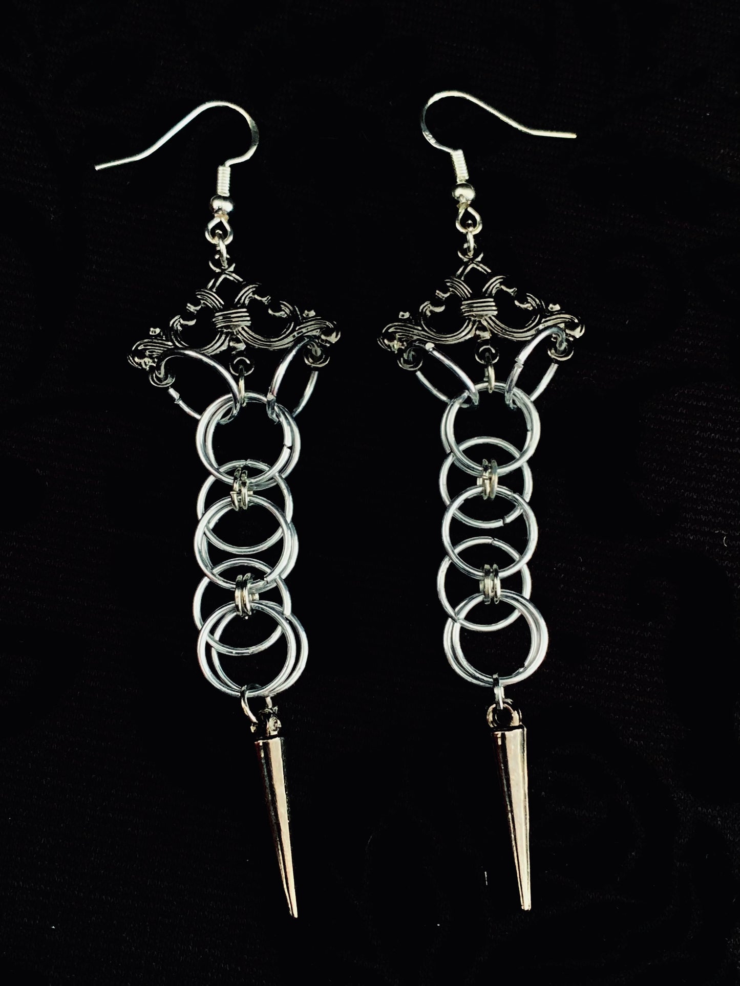 Spiked maiden chainmail earrings