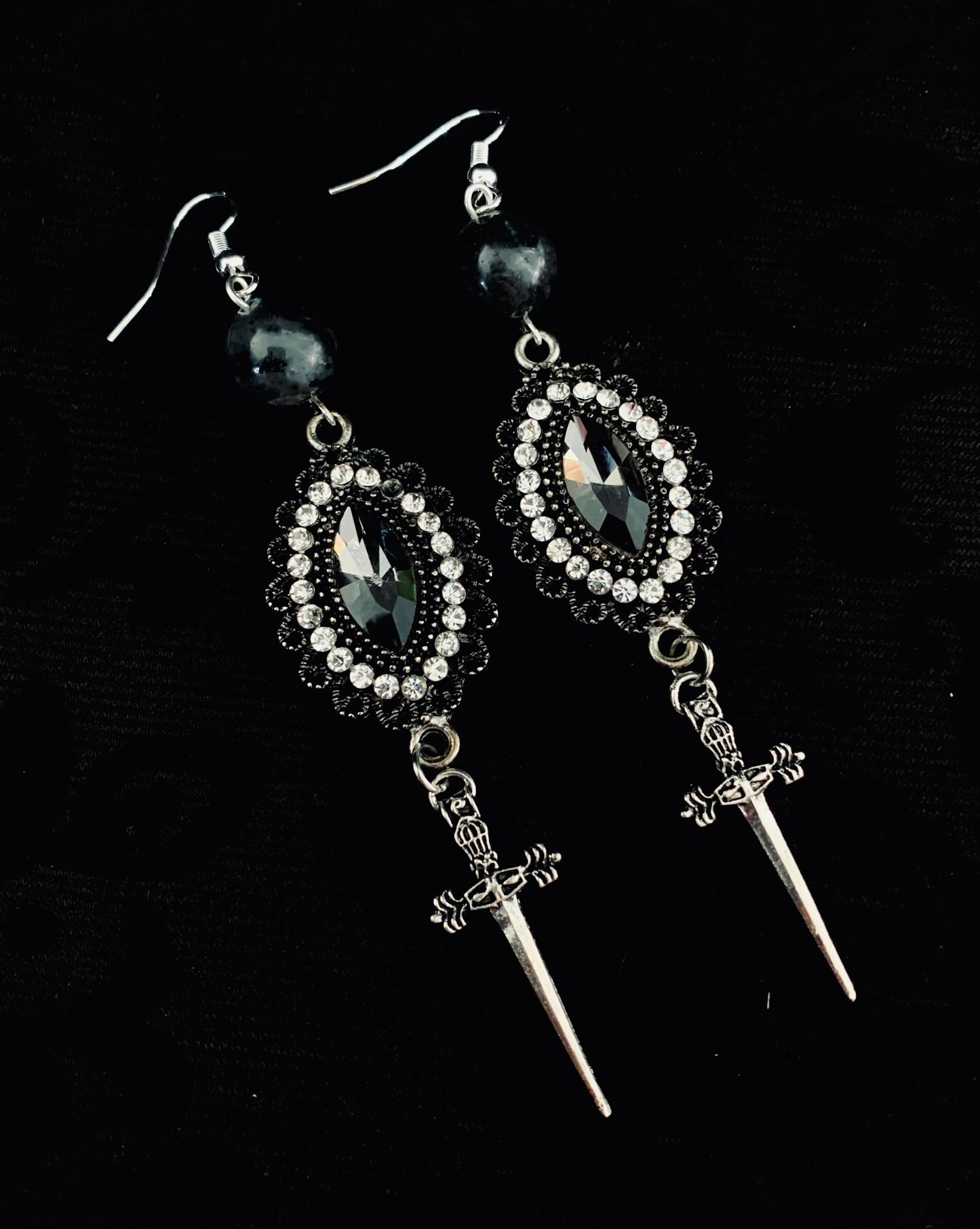 Dark Queen Larvikite earrings