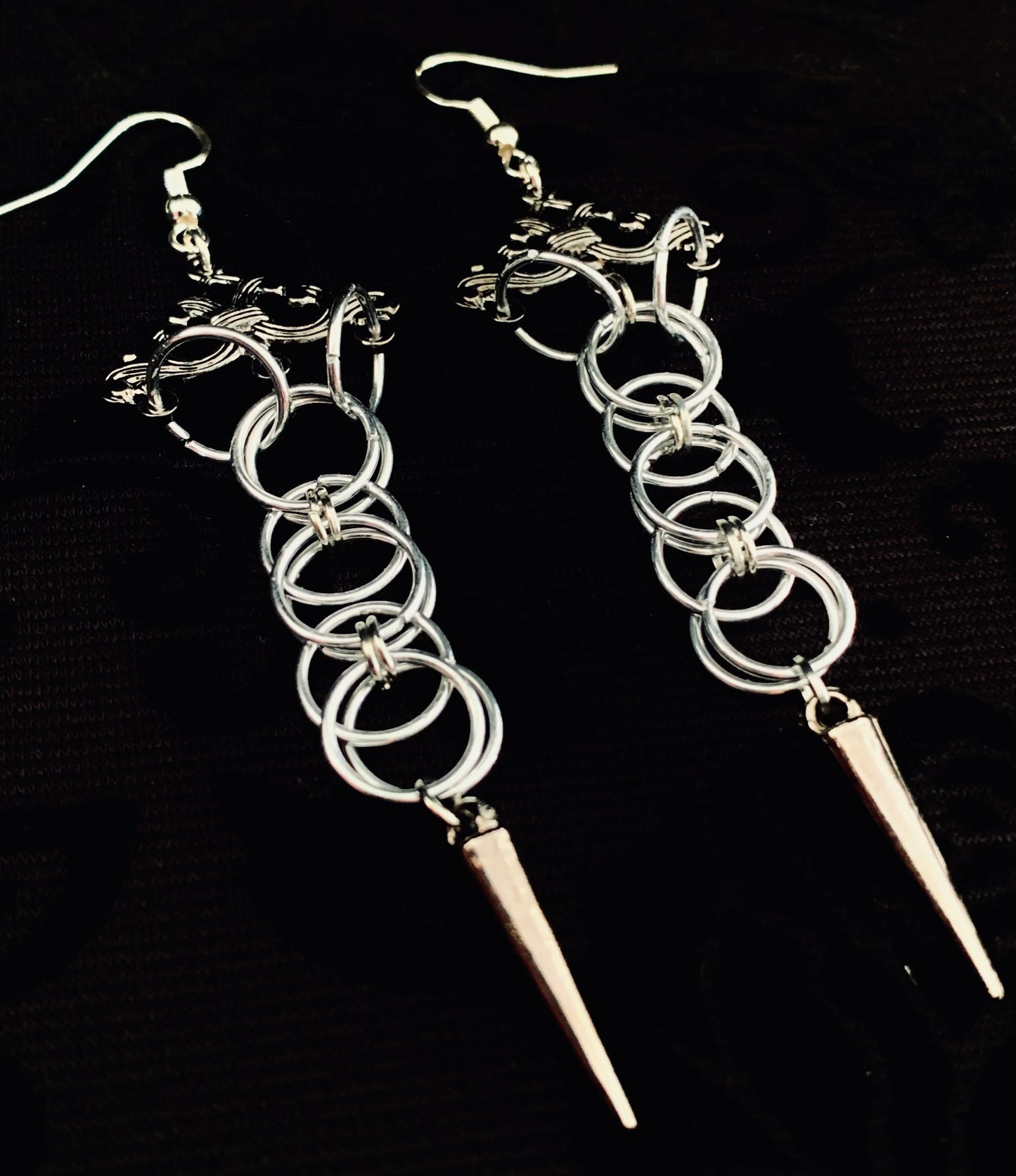 Spiked maiden chainmail earrings