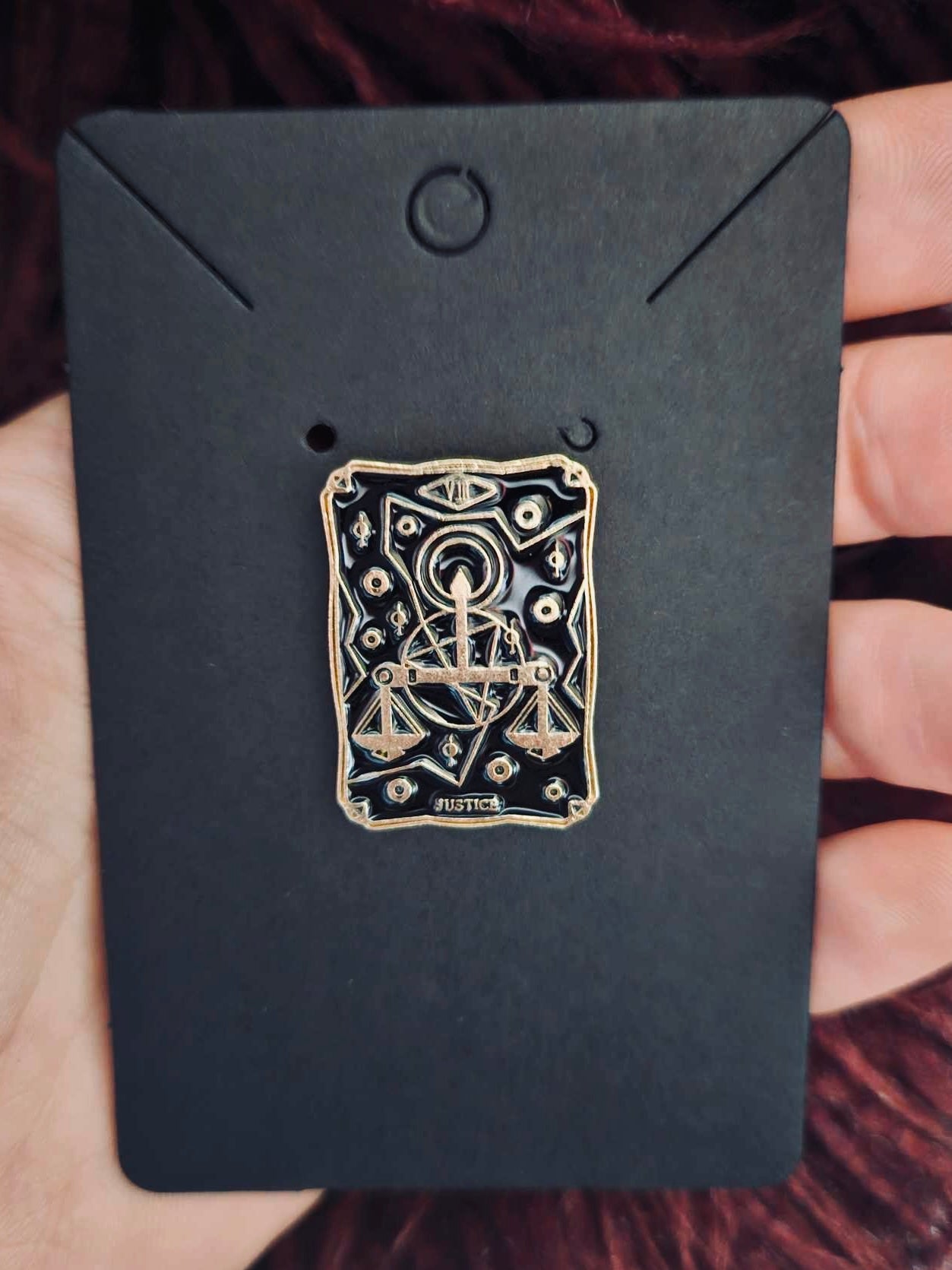 Justice tarot enamel pin