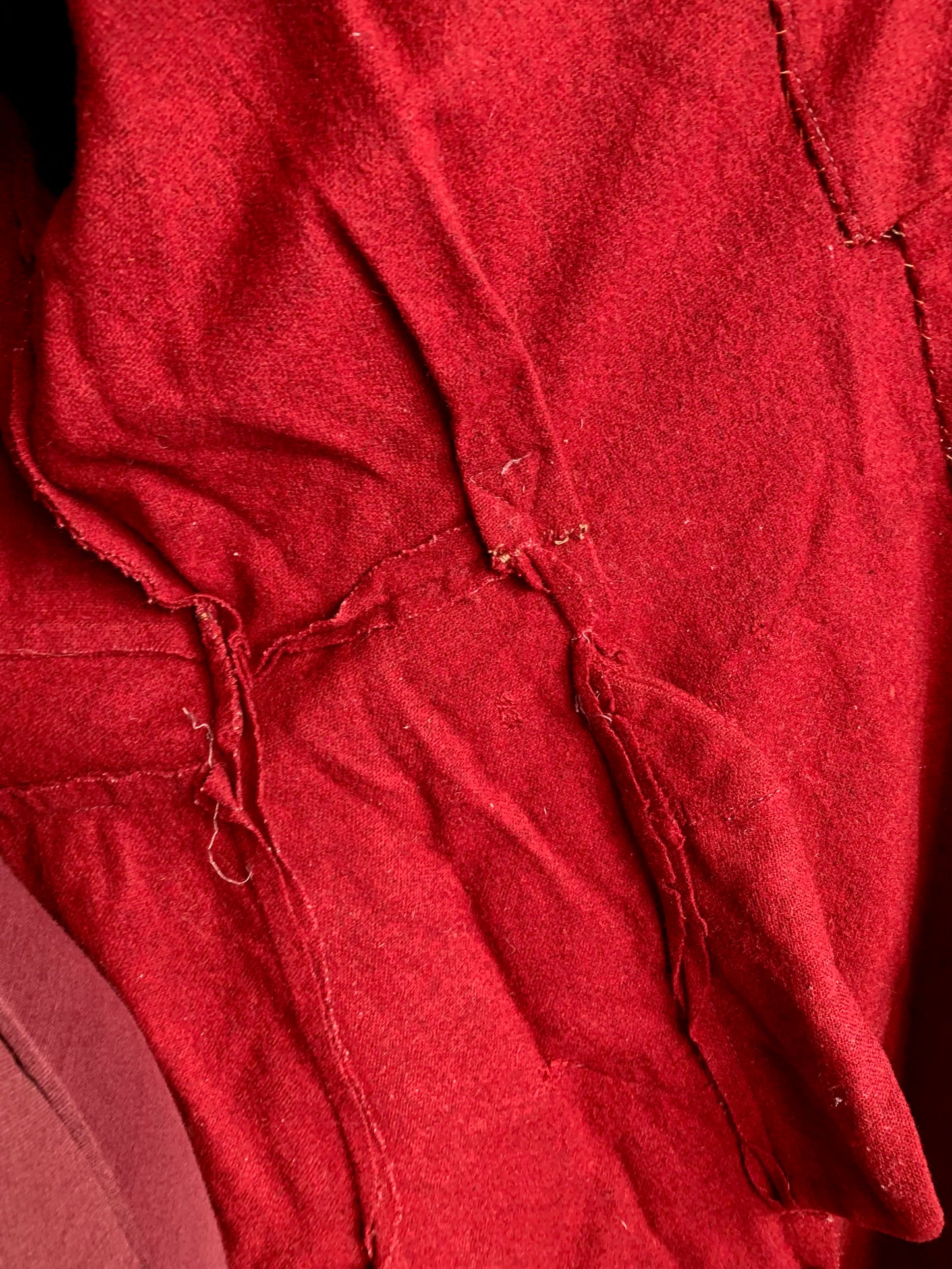 Rare Antique Handmade Wool Dress Coat – Deep Crimson – 1930s/1940s Vintage